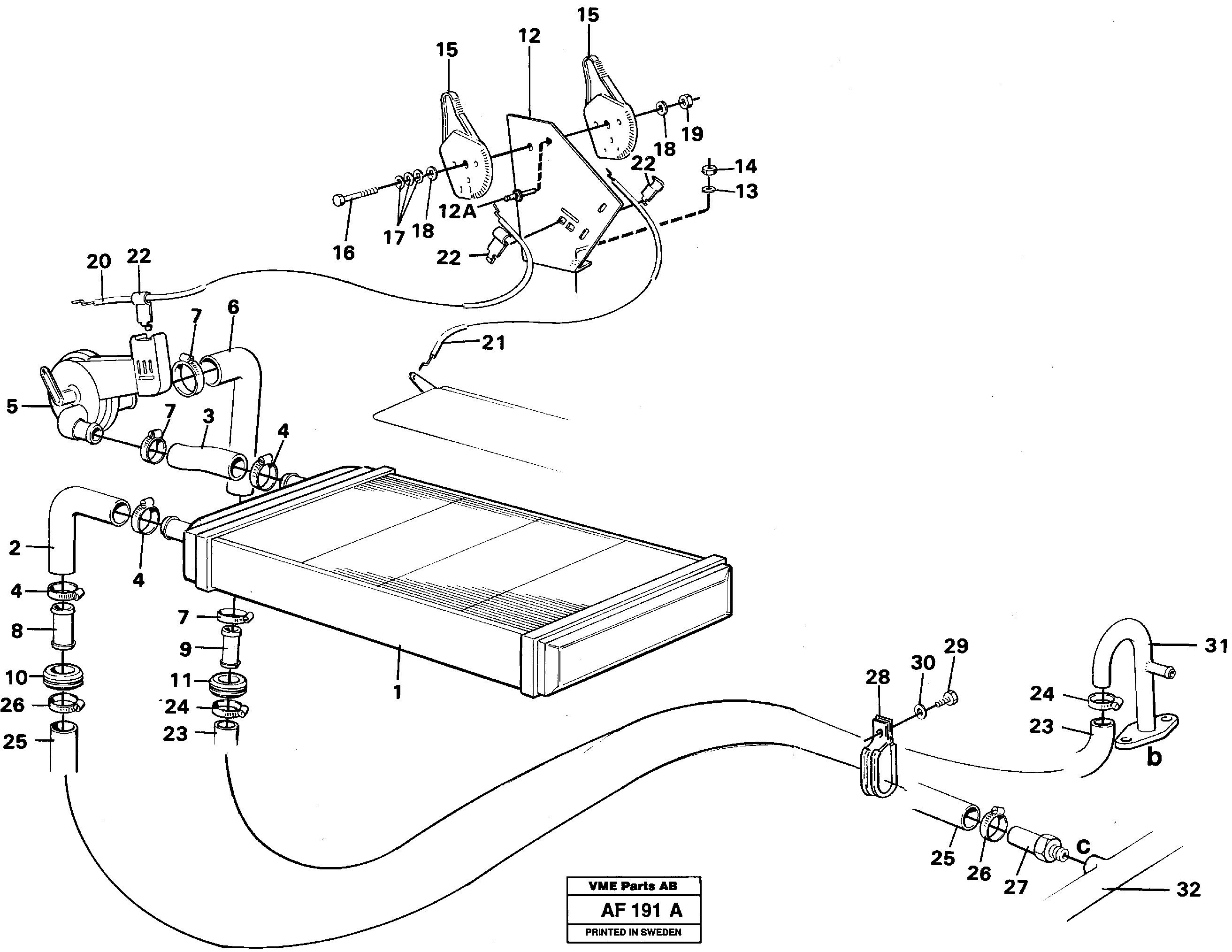 Radiator and control — volvo parts diagram