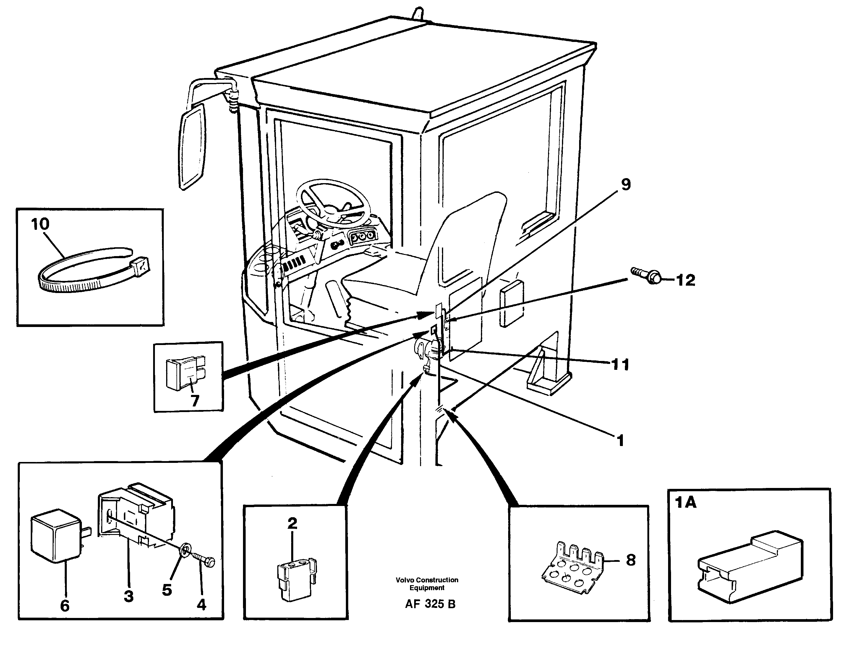 Cable harness, air-suspensioned seat.  92075, 92196, 92380, 92382, 92404, 92405 — volvo parts diagram