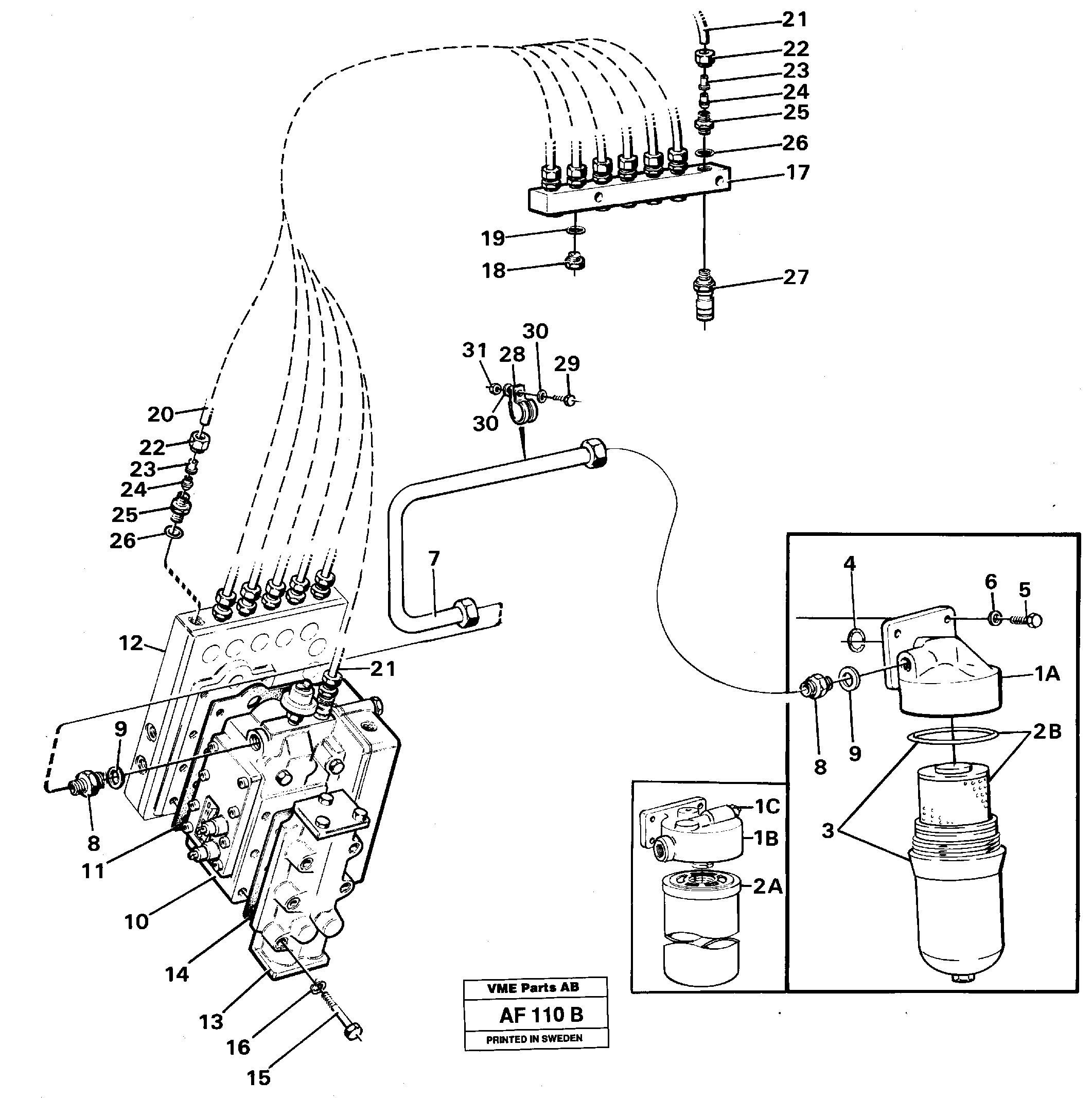 Oil filter and testing block — volvo parts diagram
