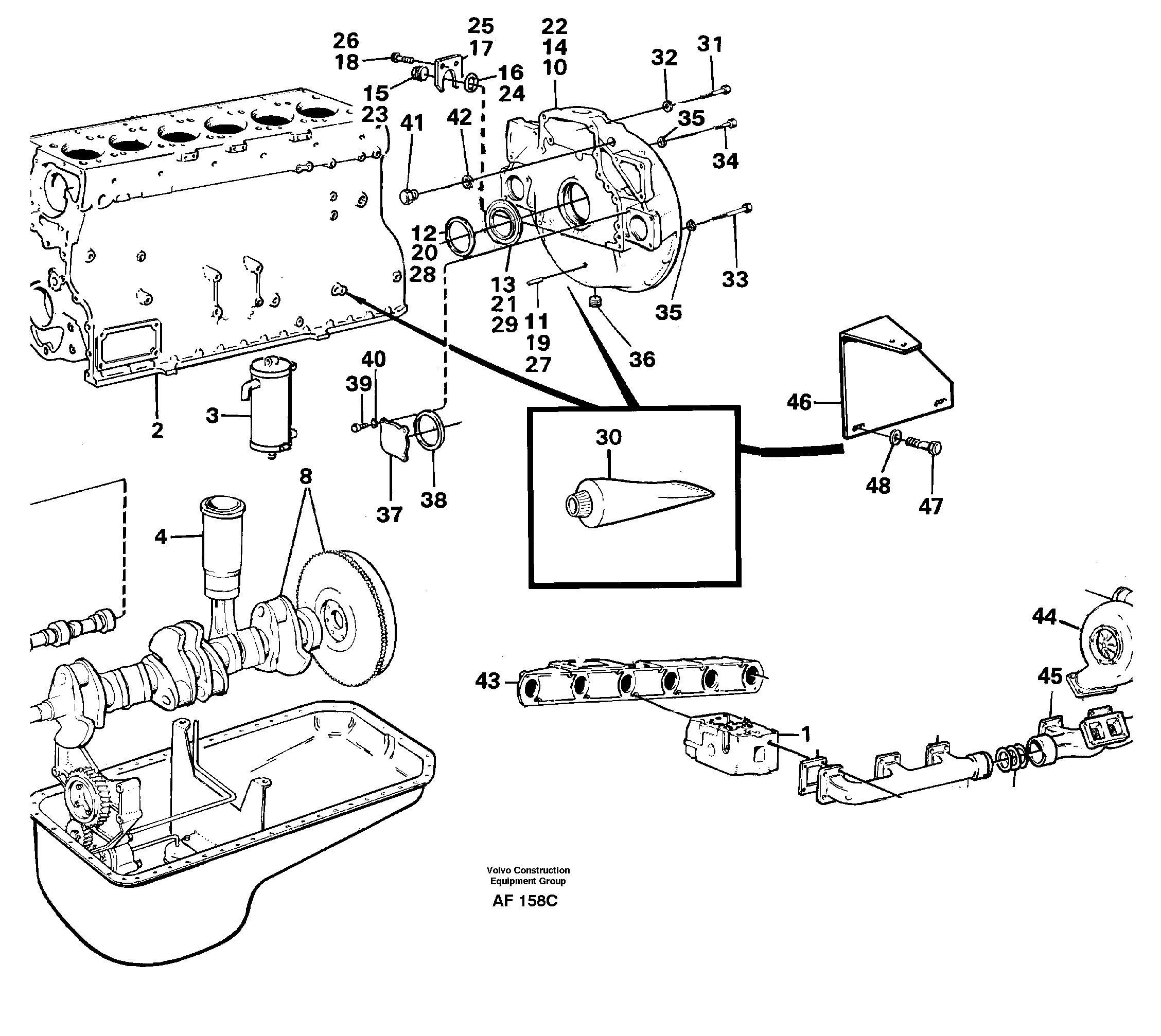 Engine with fitting parts — volvo parts diagram
