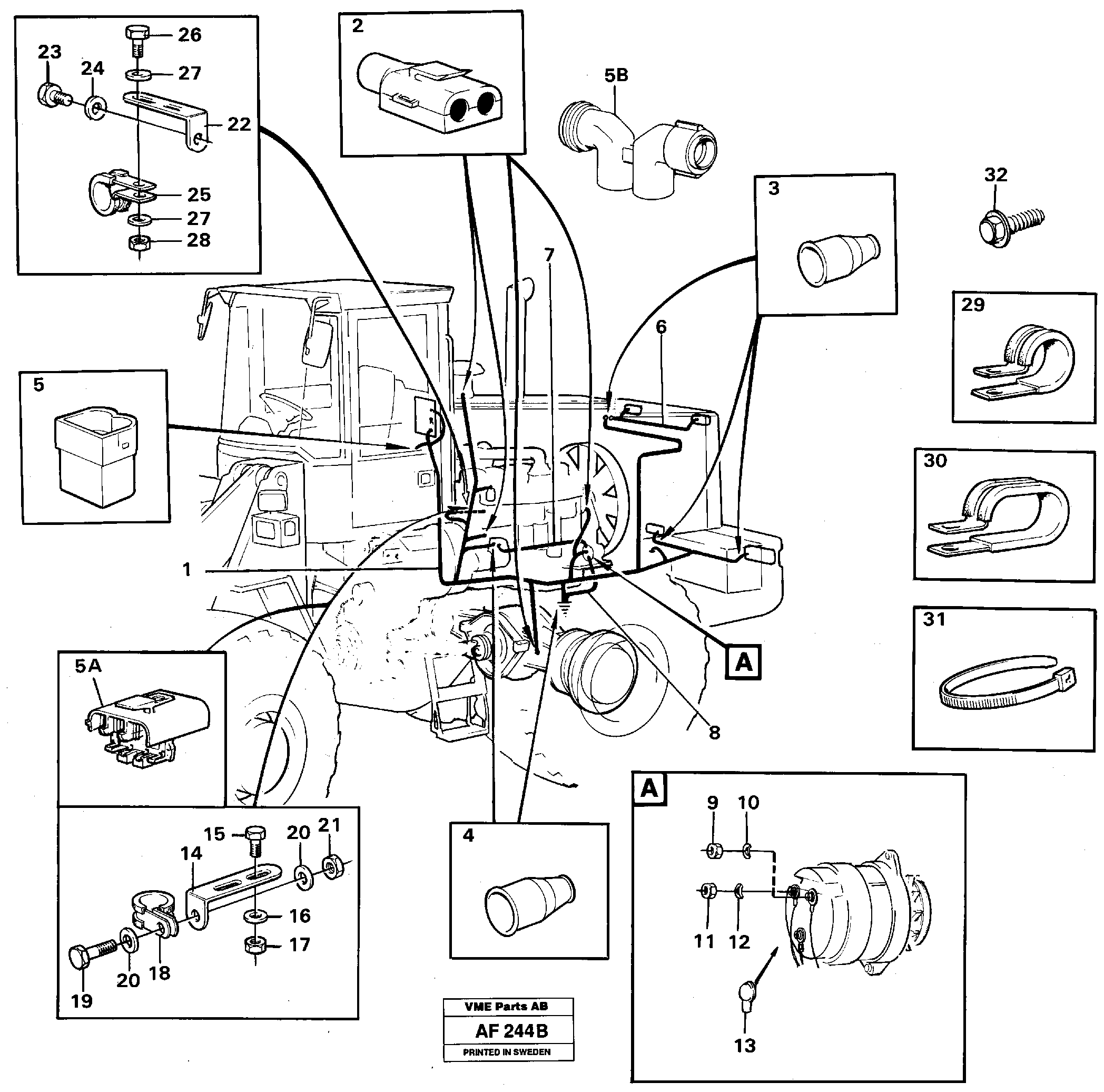 Cable harnesses, rear — volvo parts diagram