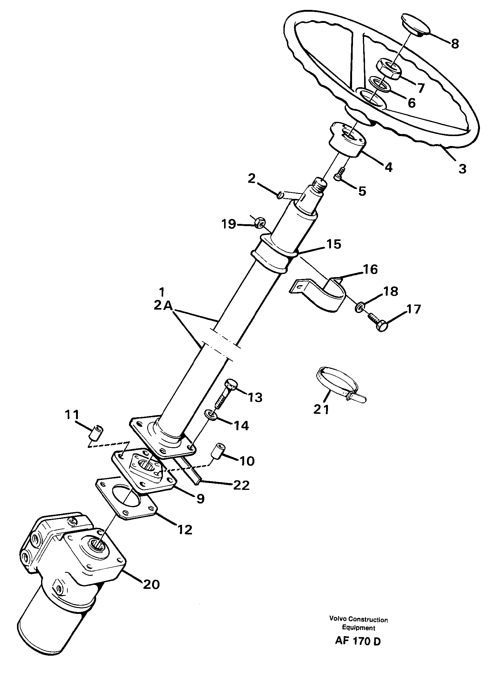 Steering column with fitting parts — volvo parts diagram