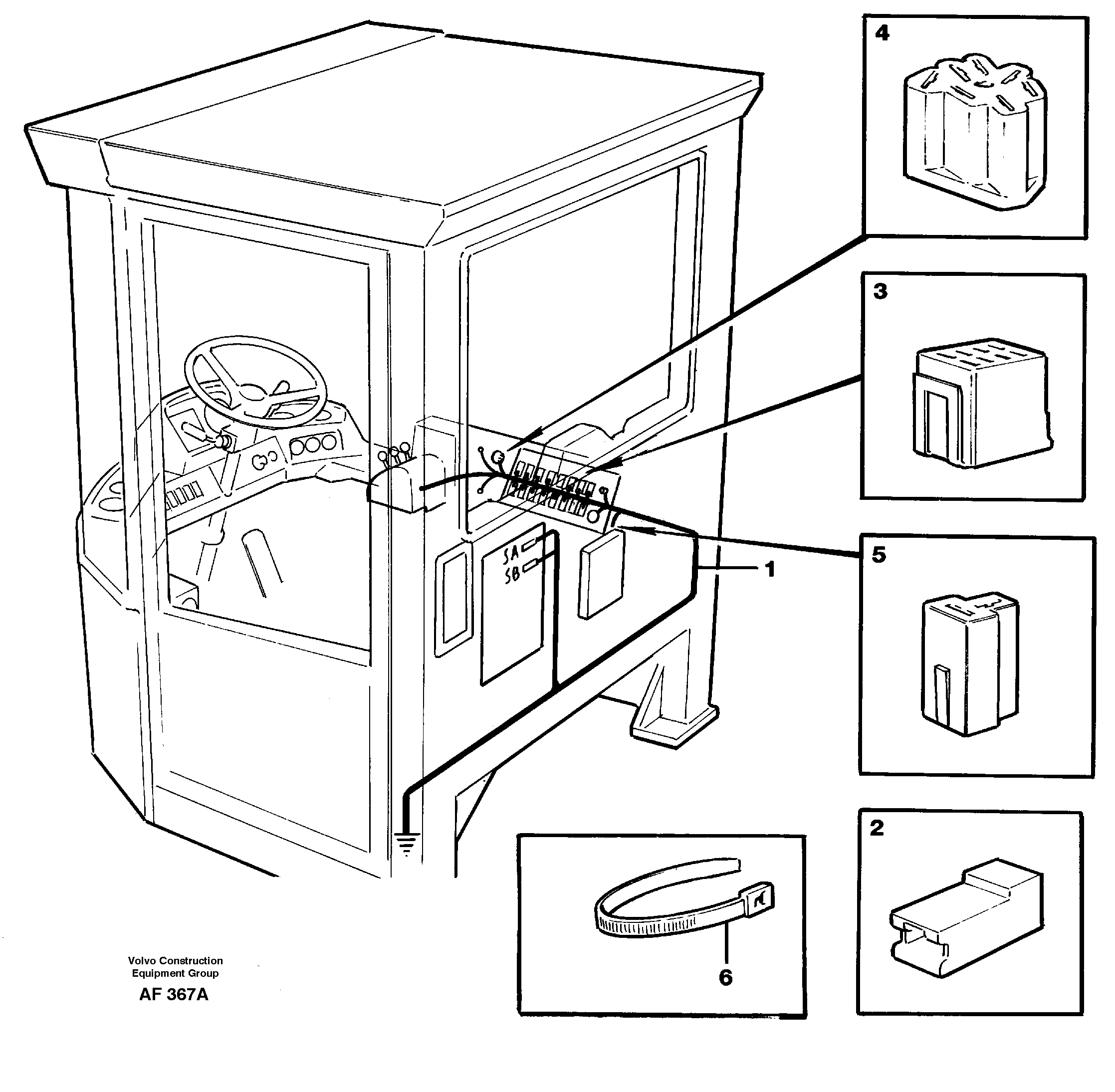 Cable harnesses, cab — volvo parts diagram
