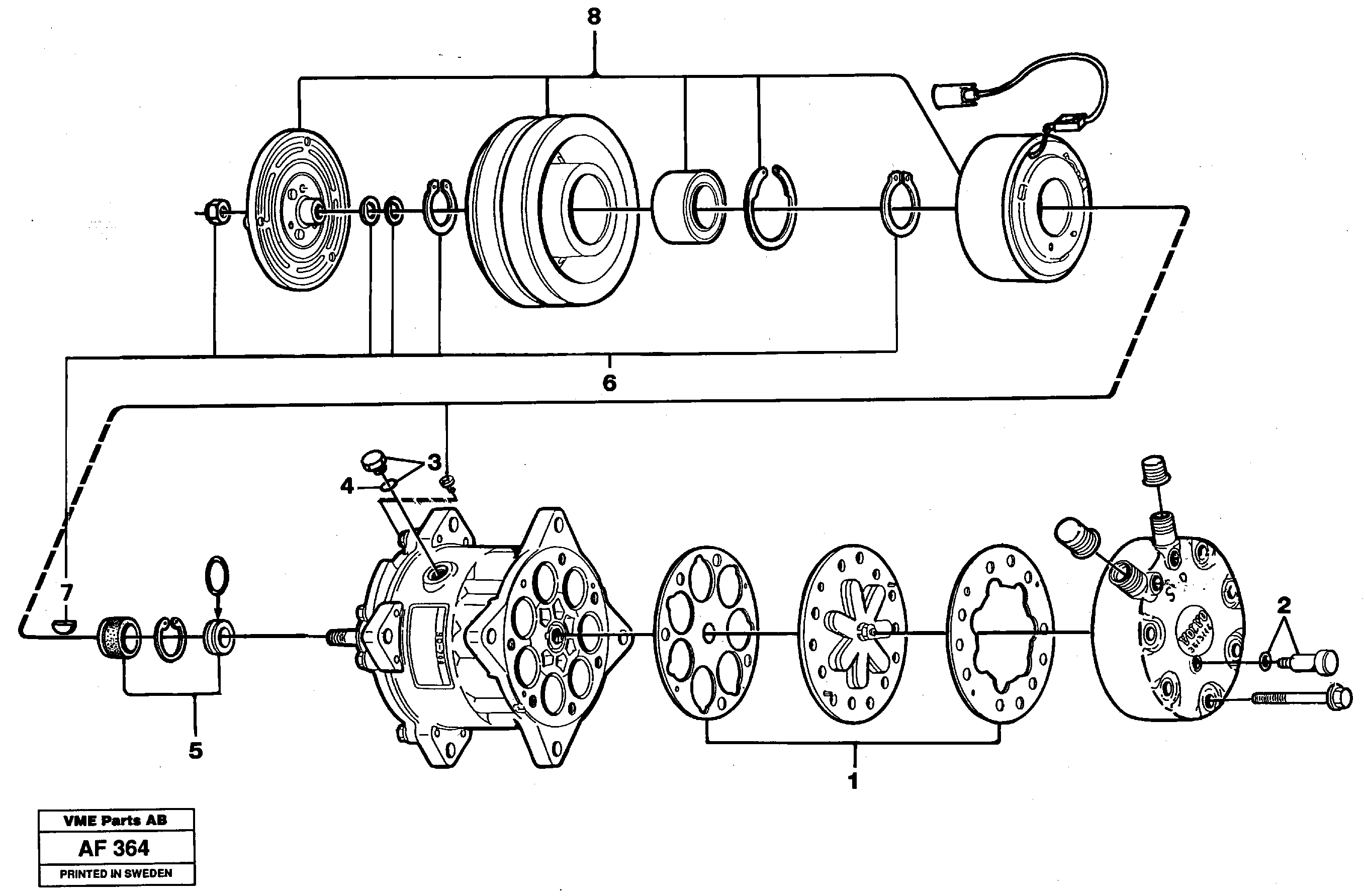 Compressor.  92246,   92792,   93448 — volvo parts diagram