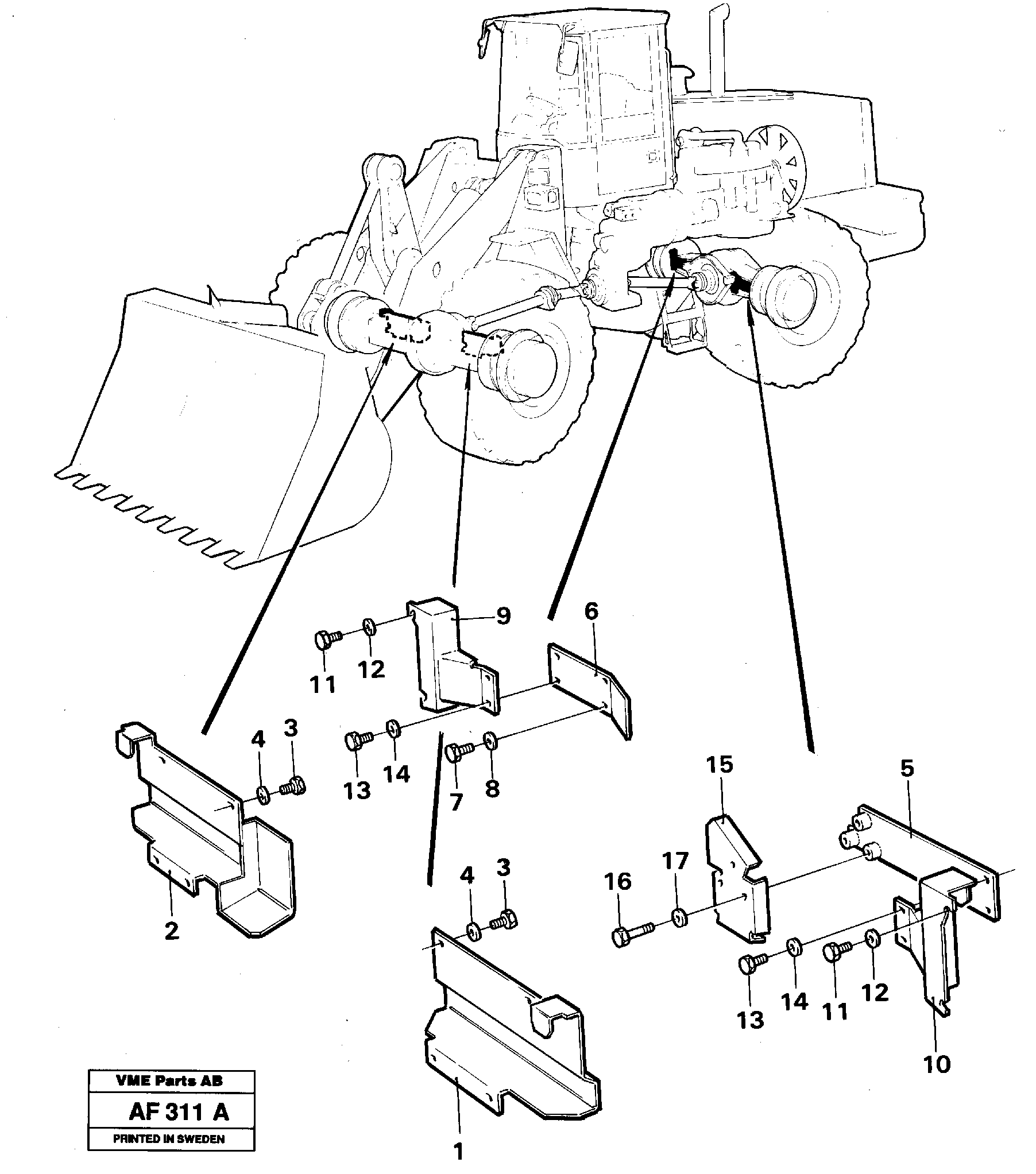 Protection, brake pipes. SER NO 1234 - / SER NO 60097 - USA — volvo parts diagram