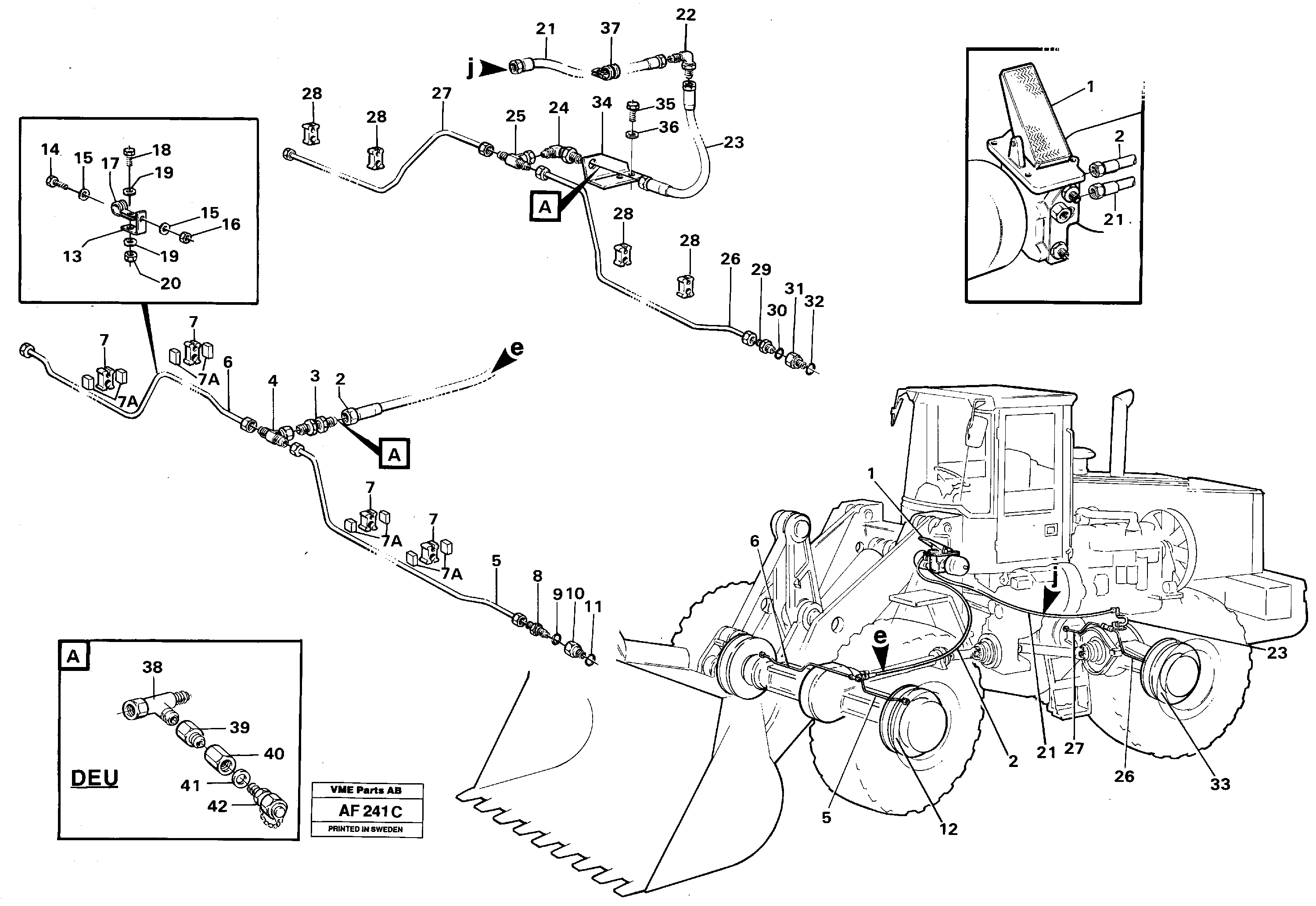 Brake pipes: footbrake valve - front- and rear axle.  SER NO - 1233 /   SER NO - 60096 USA — volvo parts diagram