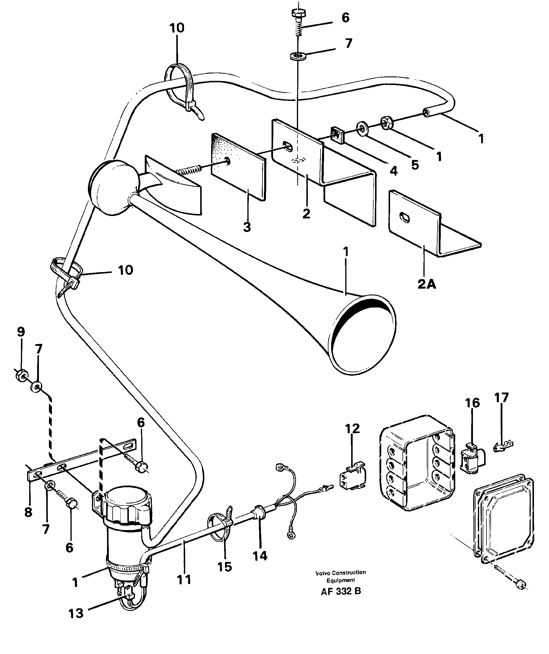 Loud tone horn.  92033 — volvo parts diagram