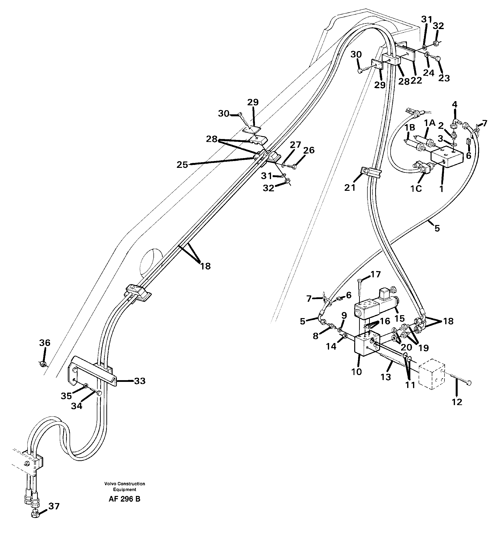Hydraulic system for attachment bracket. 91718, 94657, 94658, 94659, 94467, 92250 — volvo parts diagram