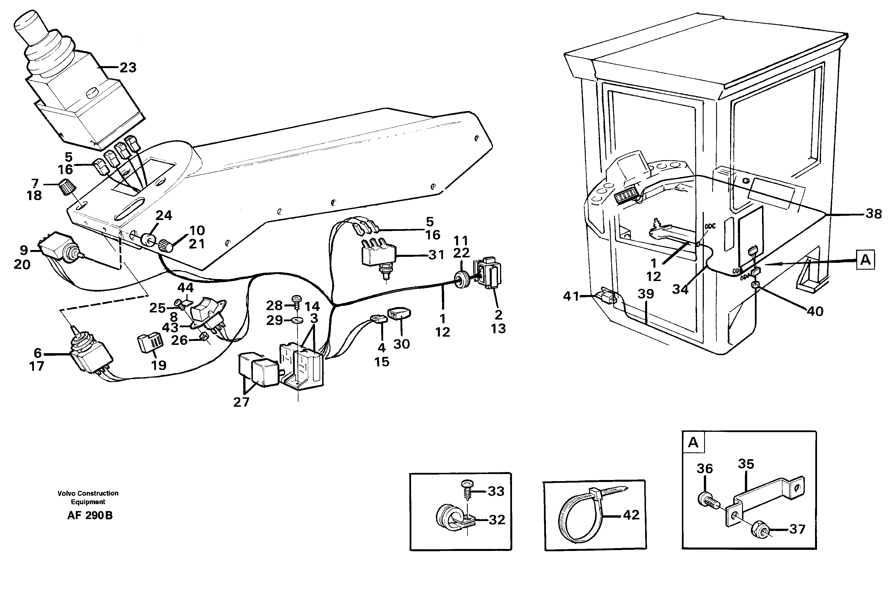 Cable harness for Cdc-steering.  91839,   92646,   92819 — volvo parts diagram