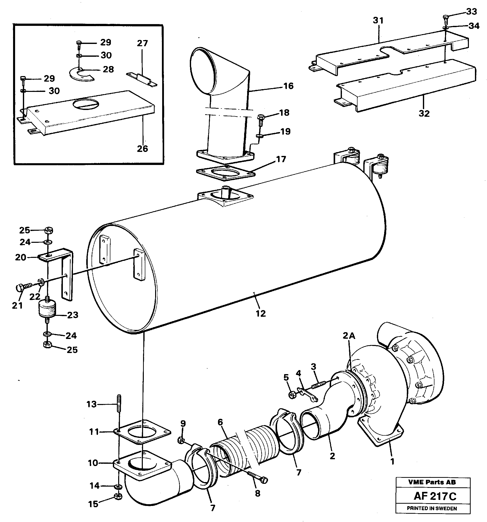 Exhaust system — volvo parts diagram