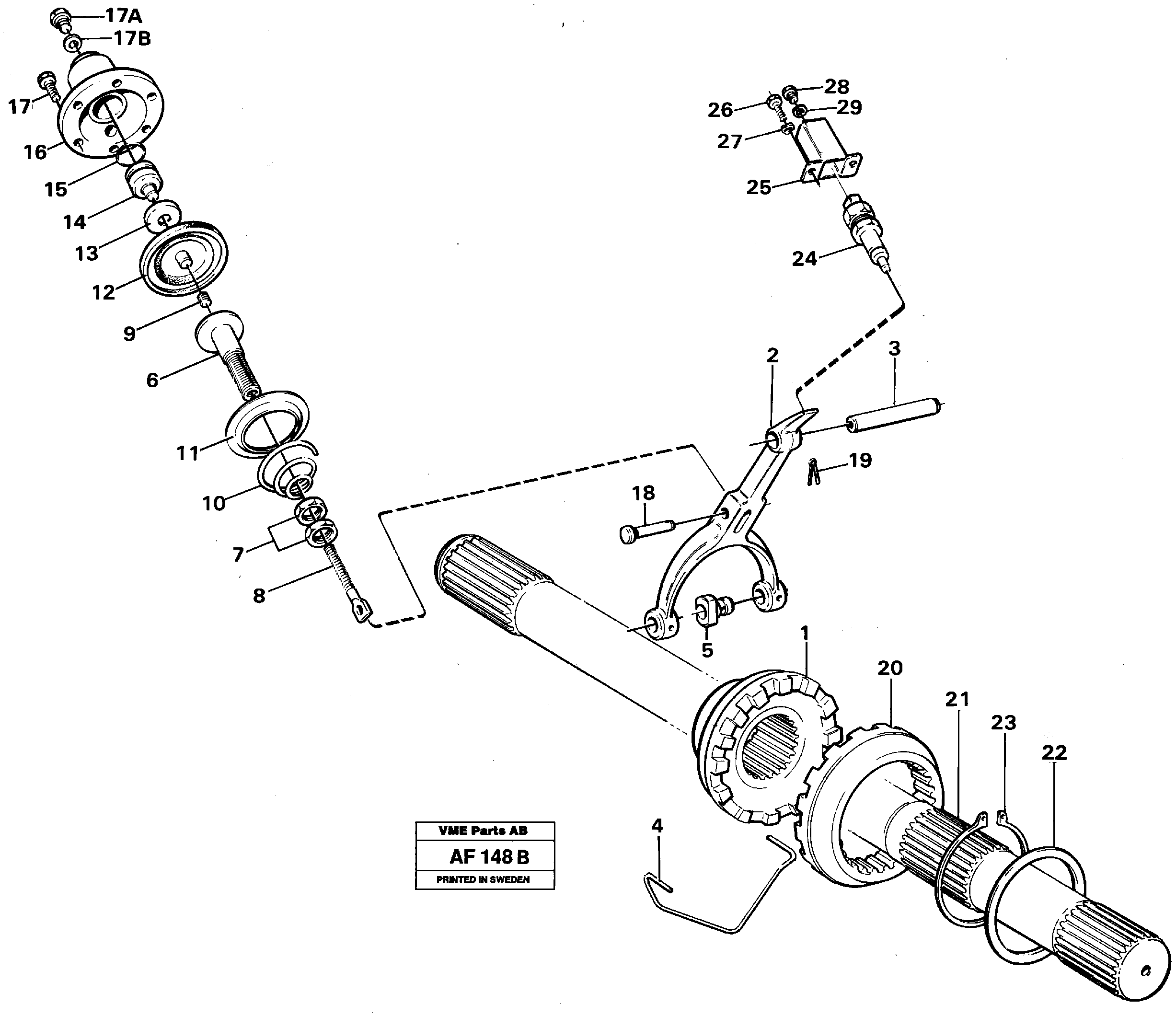Differential lock  23725,  23826,  23840,  23851,  23857,  23858 — volvo parts diagram