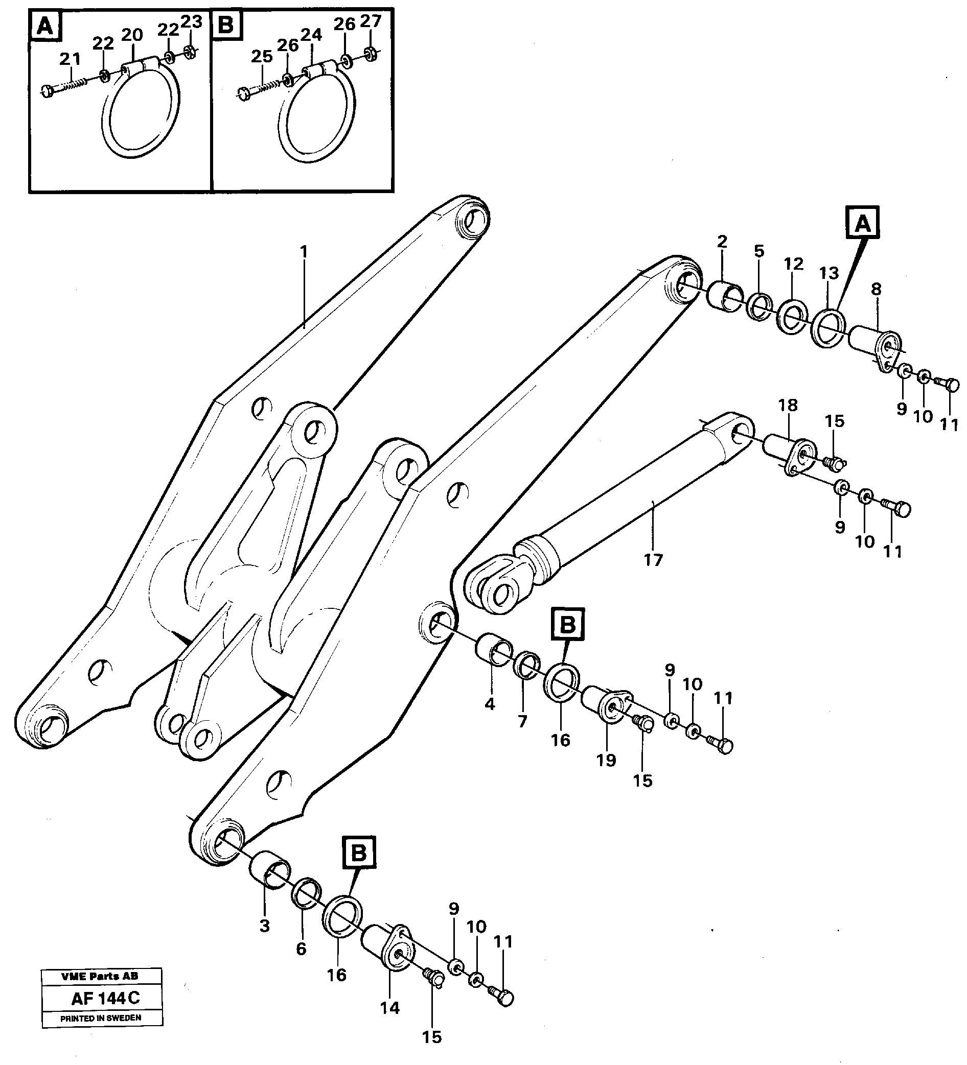 Lifting unit.  SER NO - 1205 / SER NO - 60590 USA,   AGGR NO - 388 — volvo parts diagram