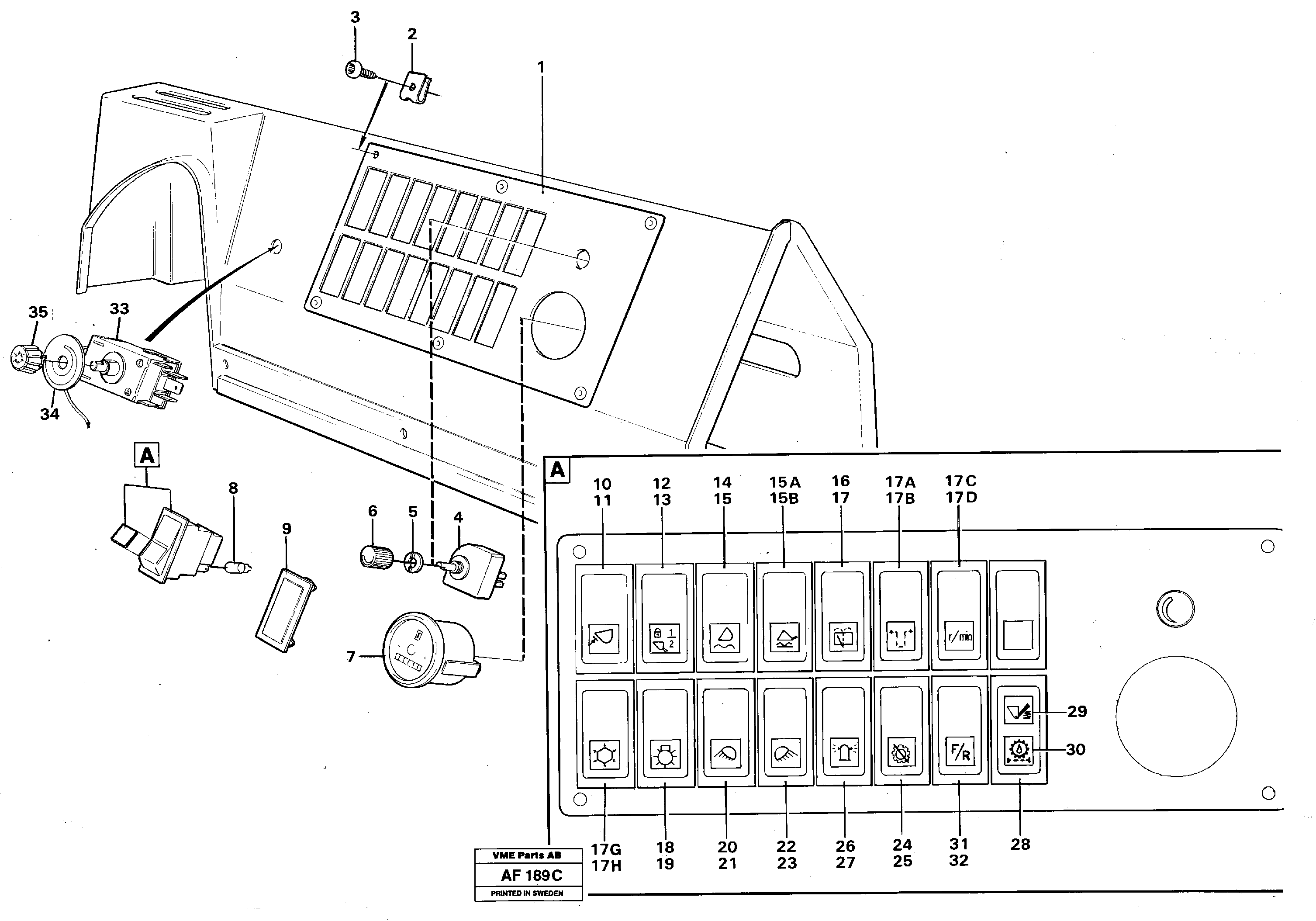 Switch panel — volvo parts diagram