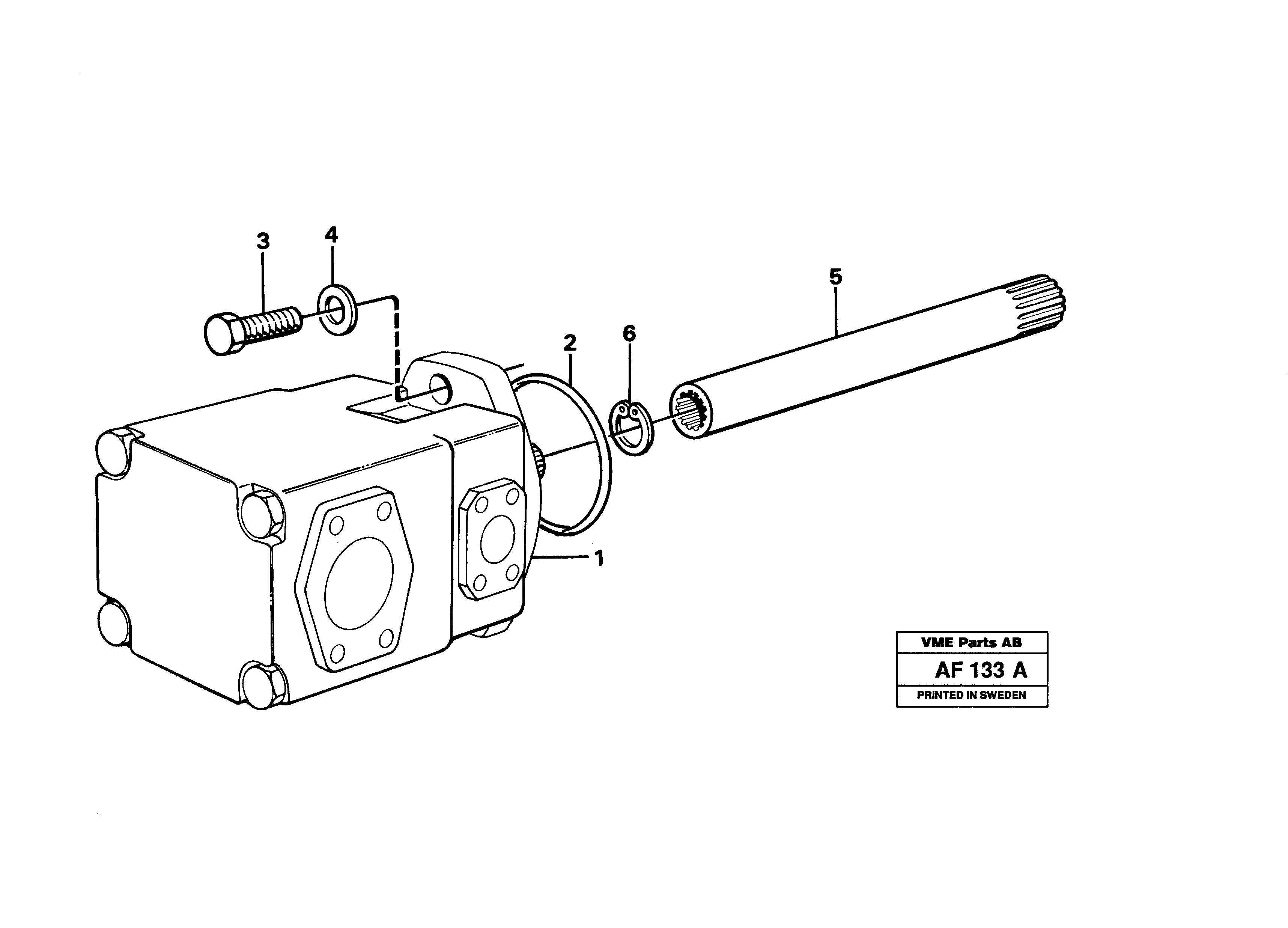 Hydraulic pump with fitting parts — volvo parts diagram