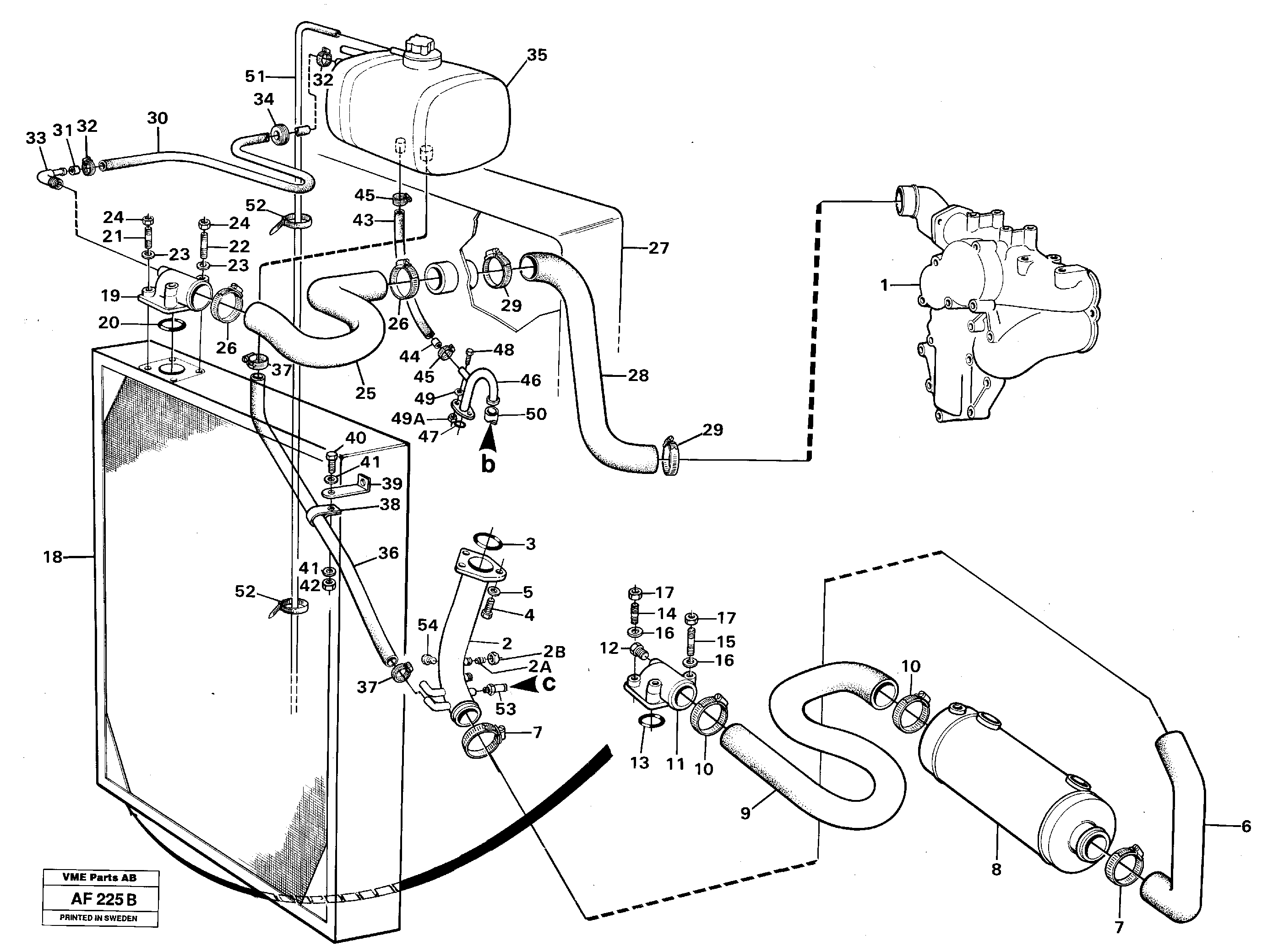 Cooling system.  SER NO - 2080  /  SER NO - 60500 USA — volvo parts diagram