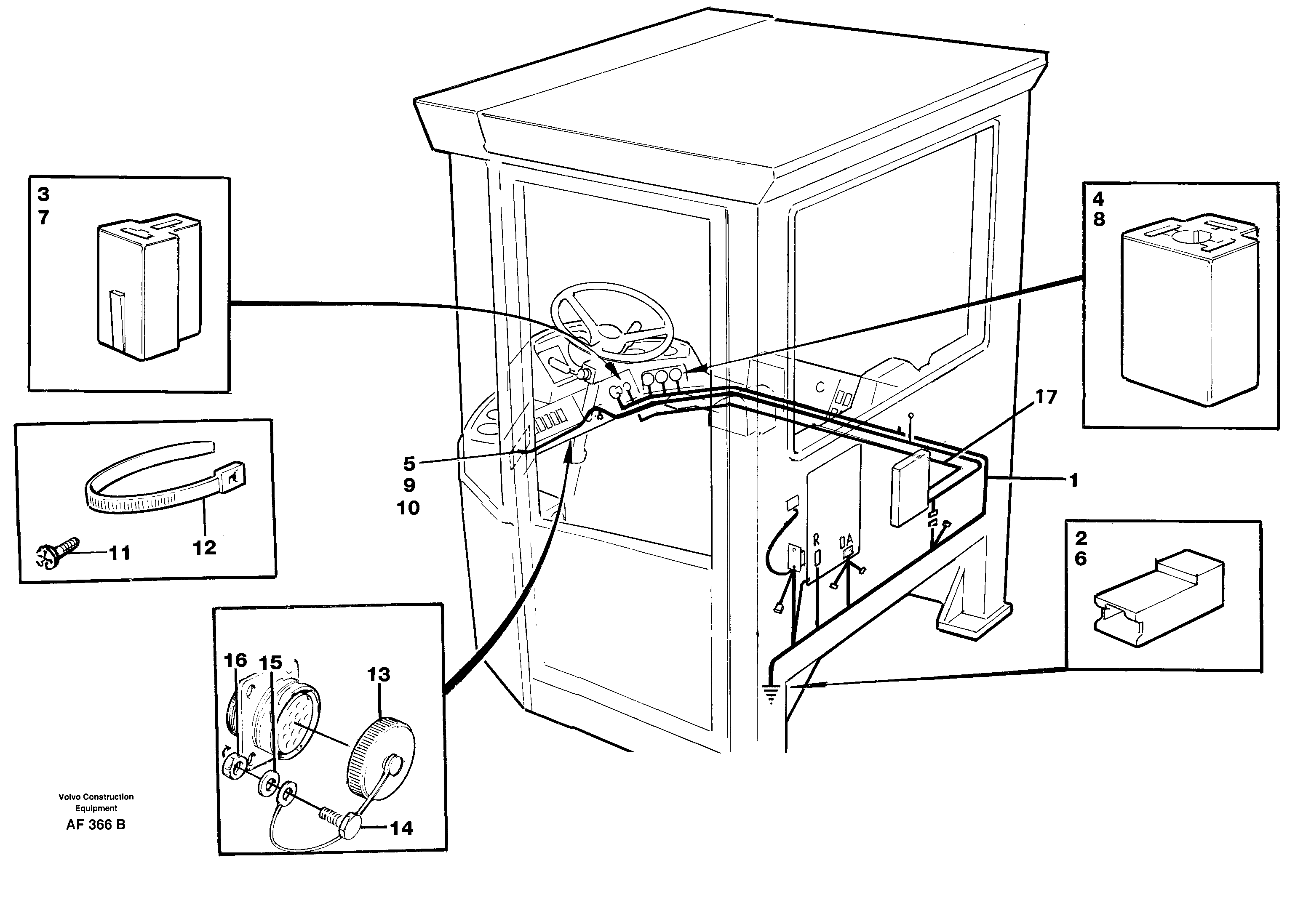 Cable harnesses, cab — volvo parts diagram
