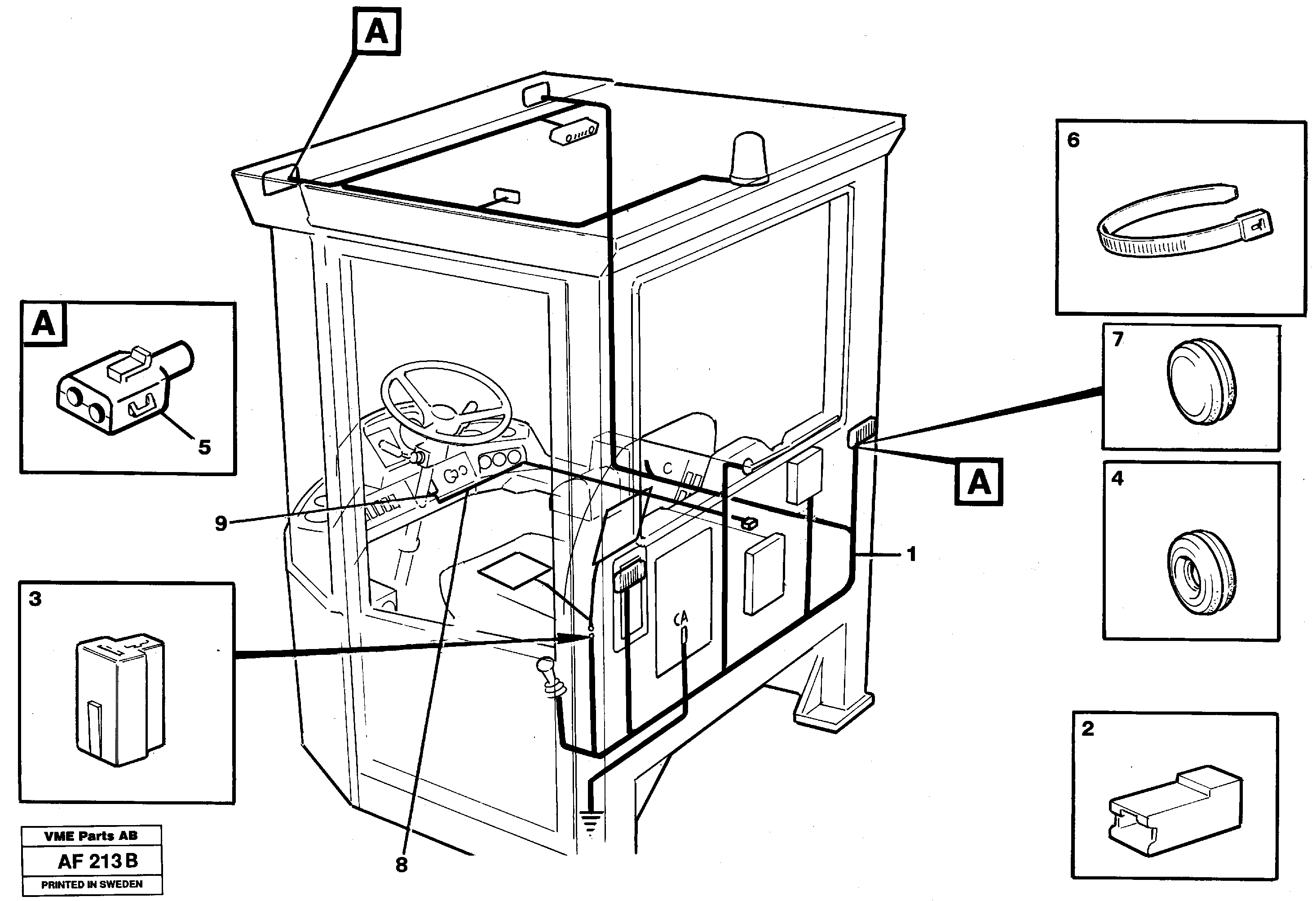 Cable harnesses, cab — volvo parts diagram