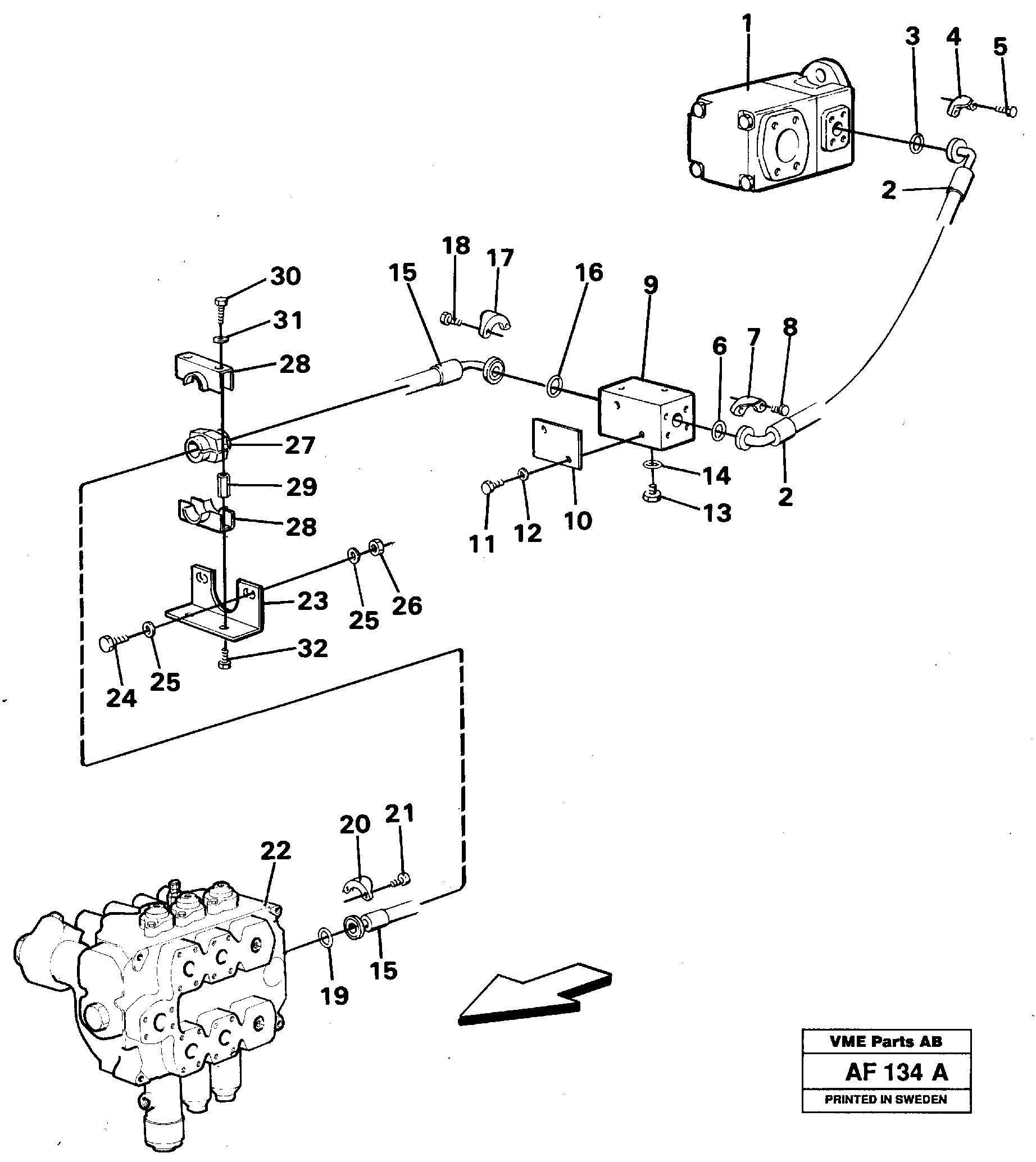 Hydraulic system, feed line — volvo parts diagram