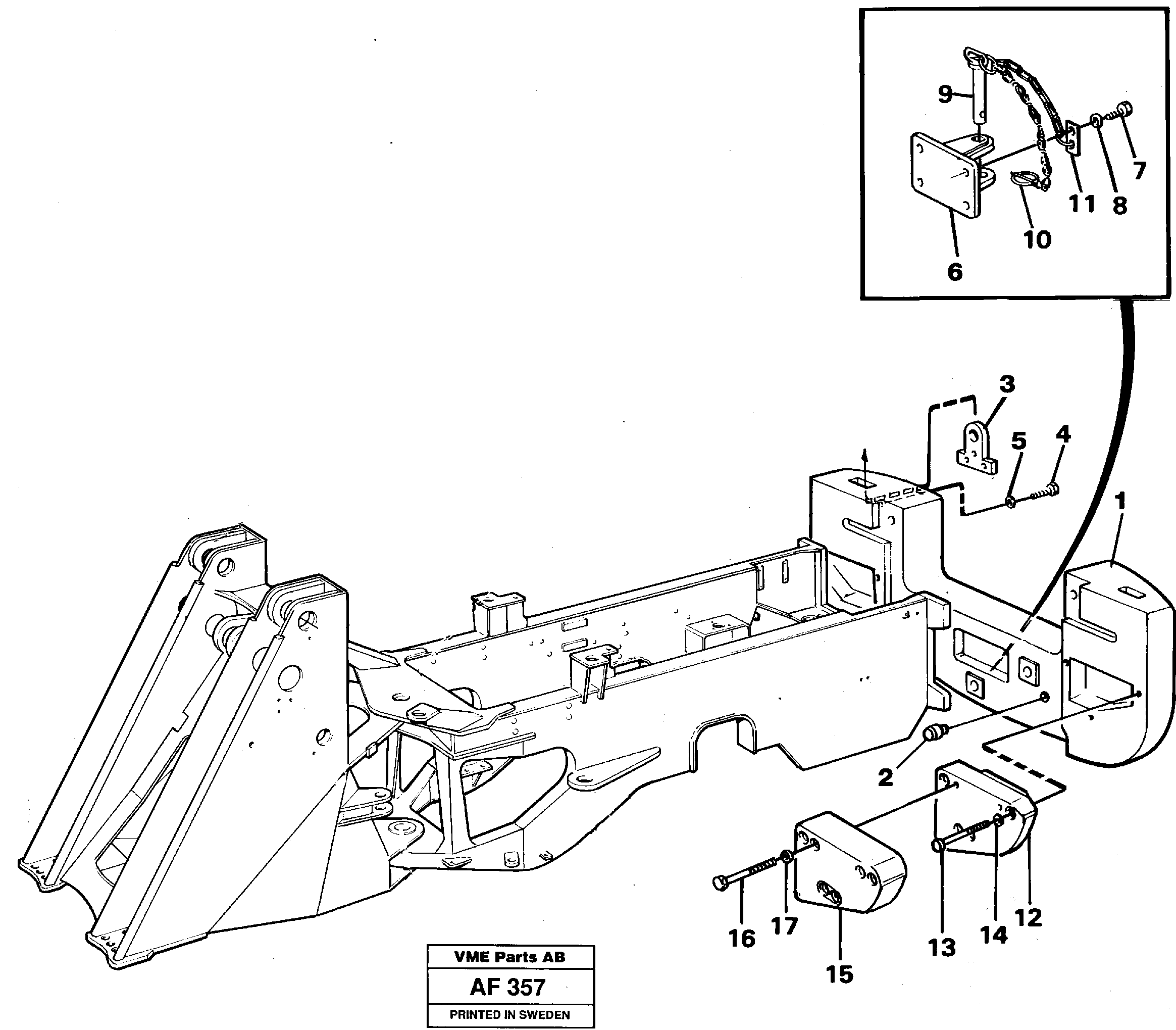 Rear hitch and counterweight — volvo parts diagram