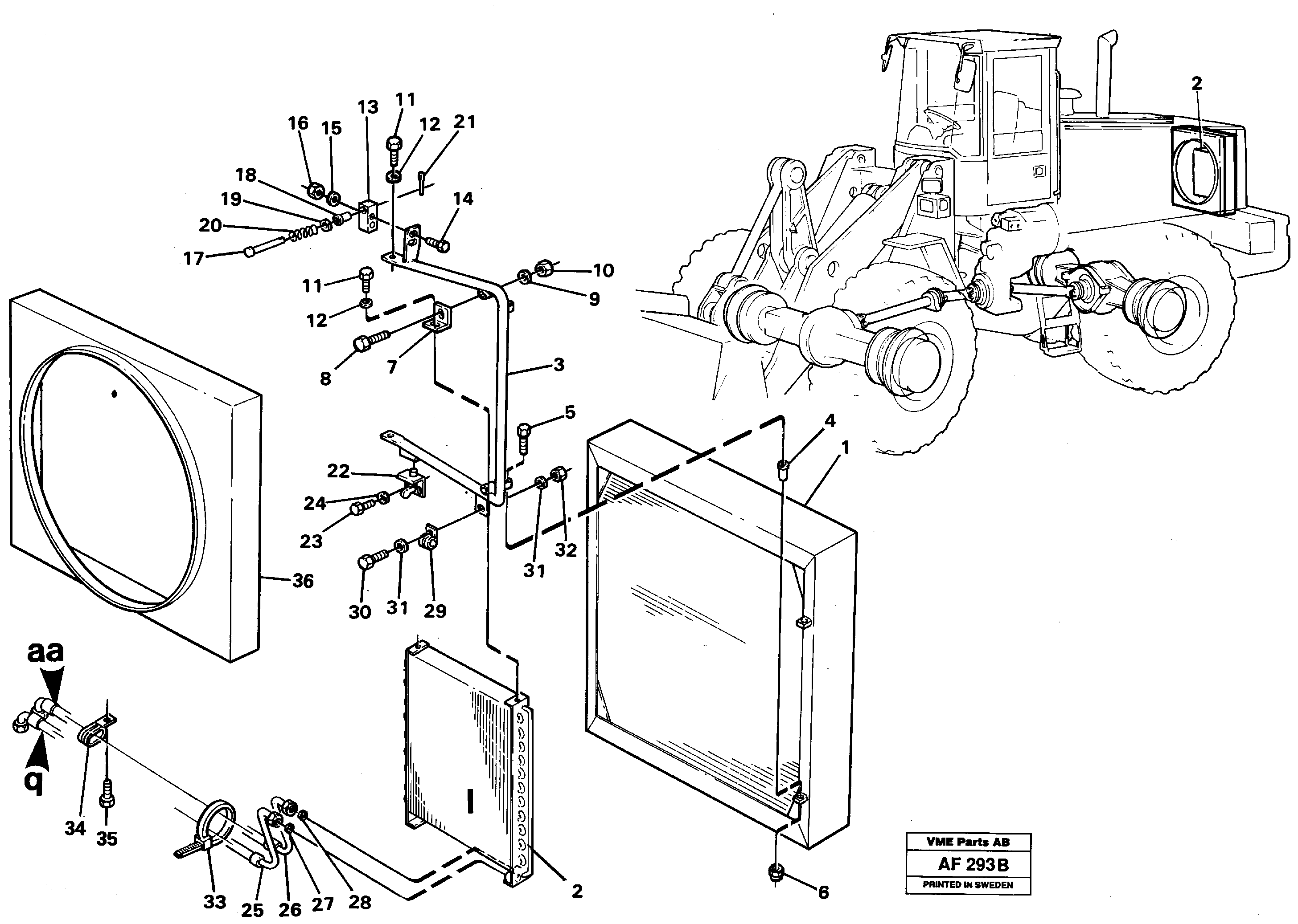 Condenser with fitting parts.  91893,   92288 — volvo parts diagram