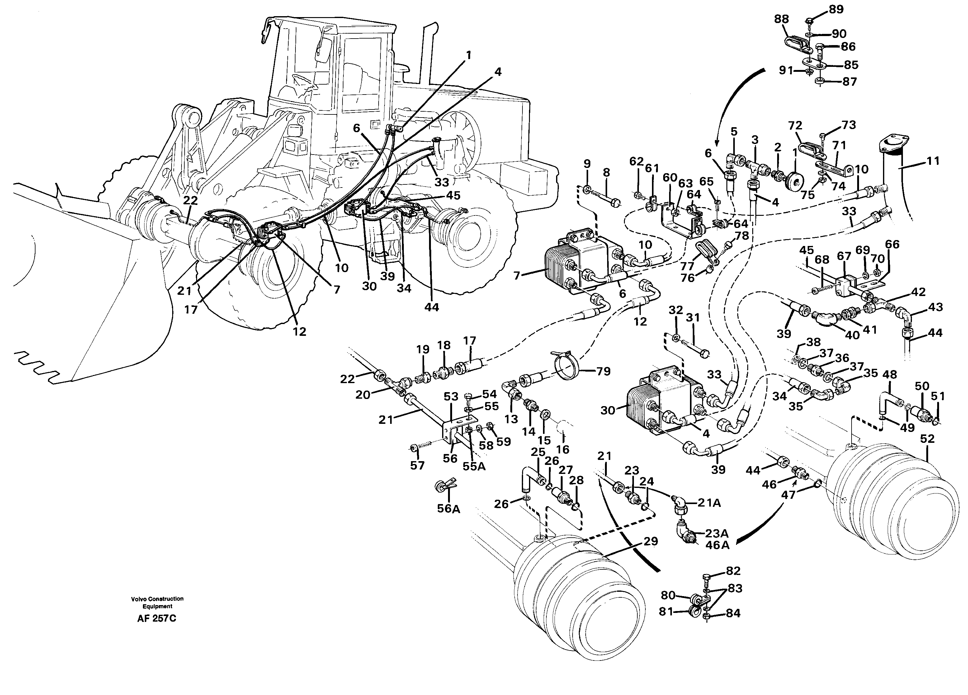 Cooling system for brakes.  S/N - 1233 / - 60096 USA,   91890, 92952, 94632, 94634 — volvo parts diagram