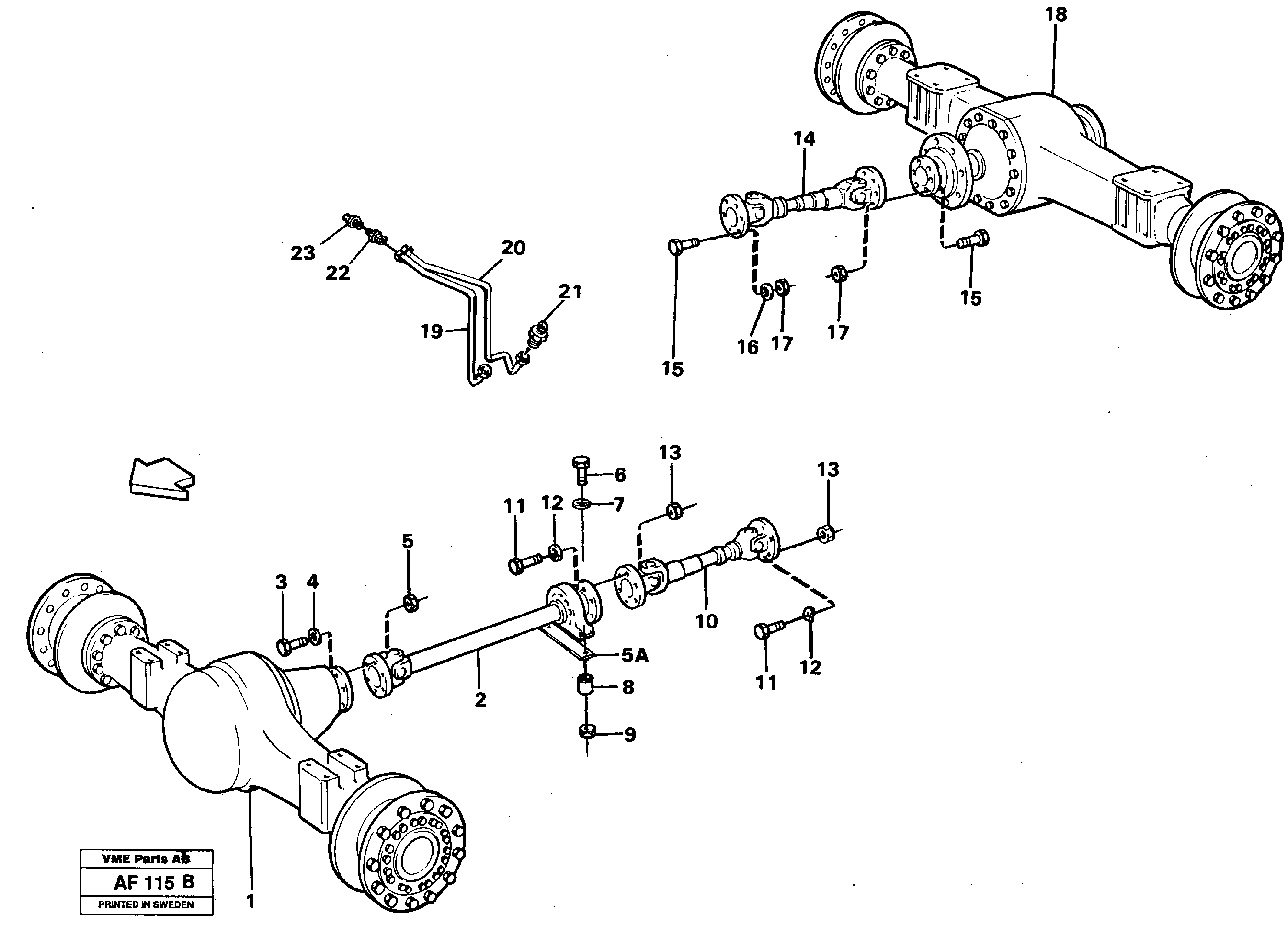 Propeller shafts with fitting parts — volvo parts diagram