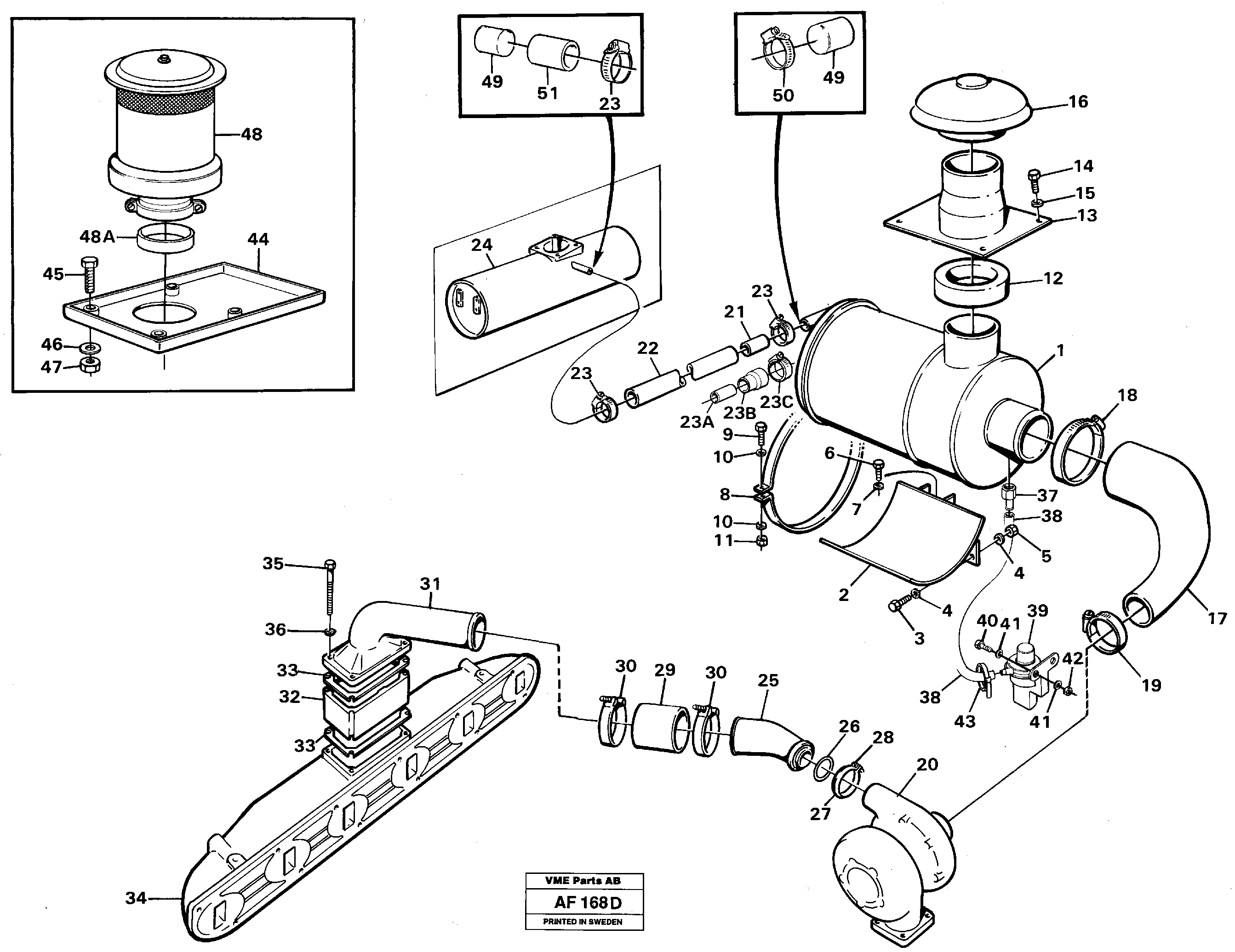 Air filter with fitting parts — volvo parts diagram