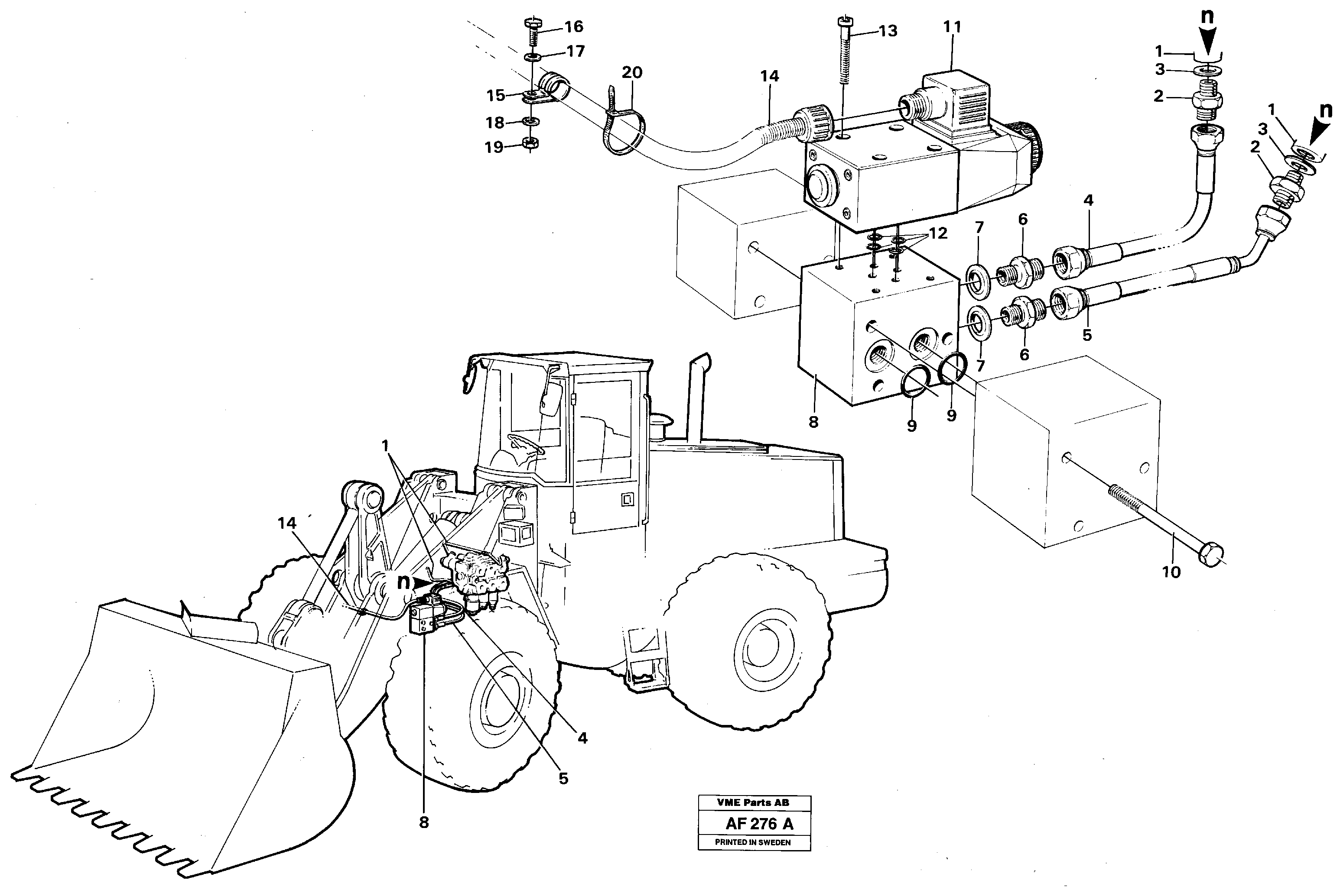 Hydraulic system, 3:rd function, pressure draining.  91423 — volvo parts diagram