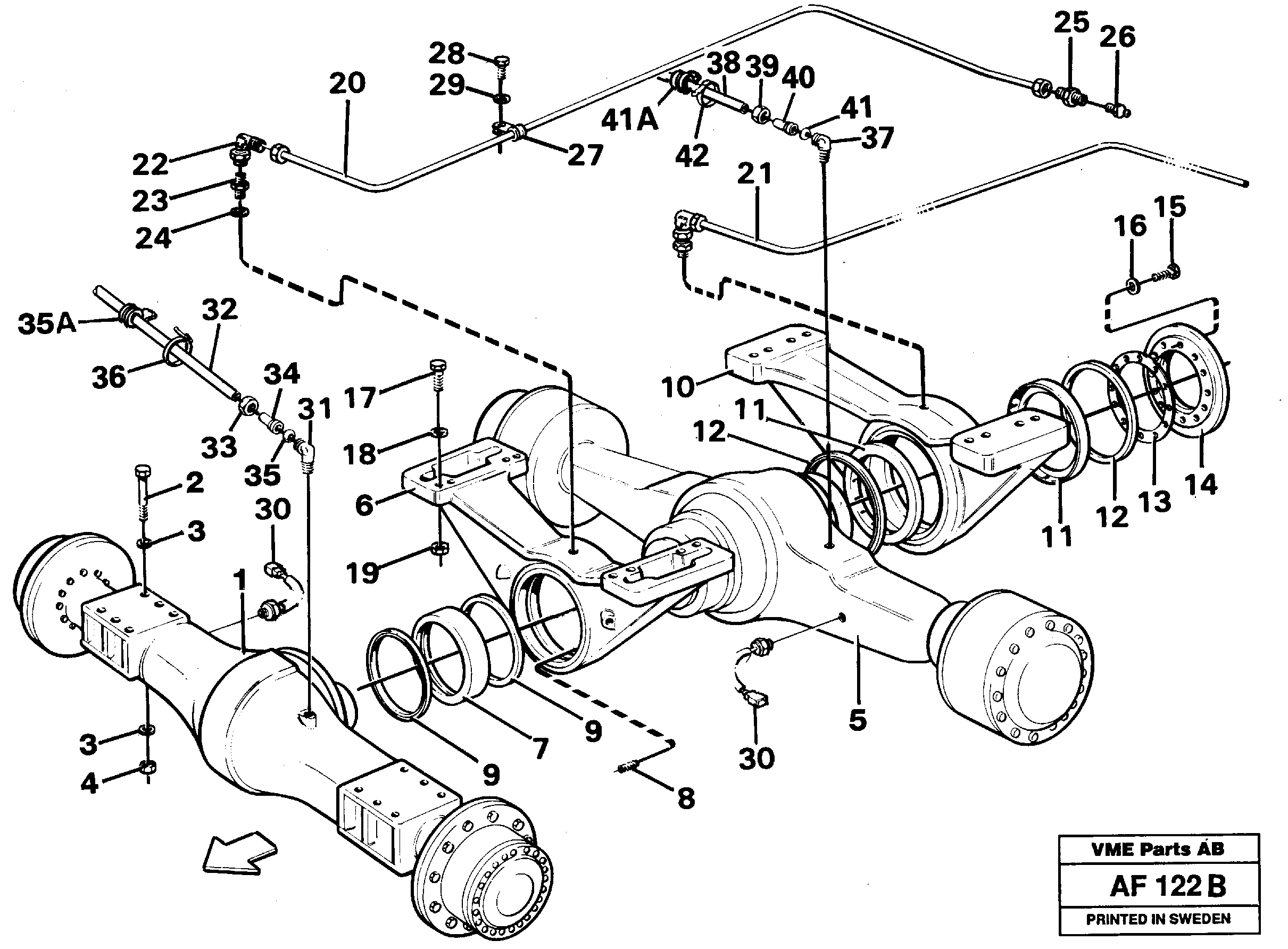 Planet shafts with fitting parts  SER NO - 1233 / SER NO - 60096 USA — volvo parts diagram