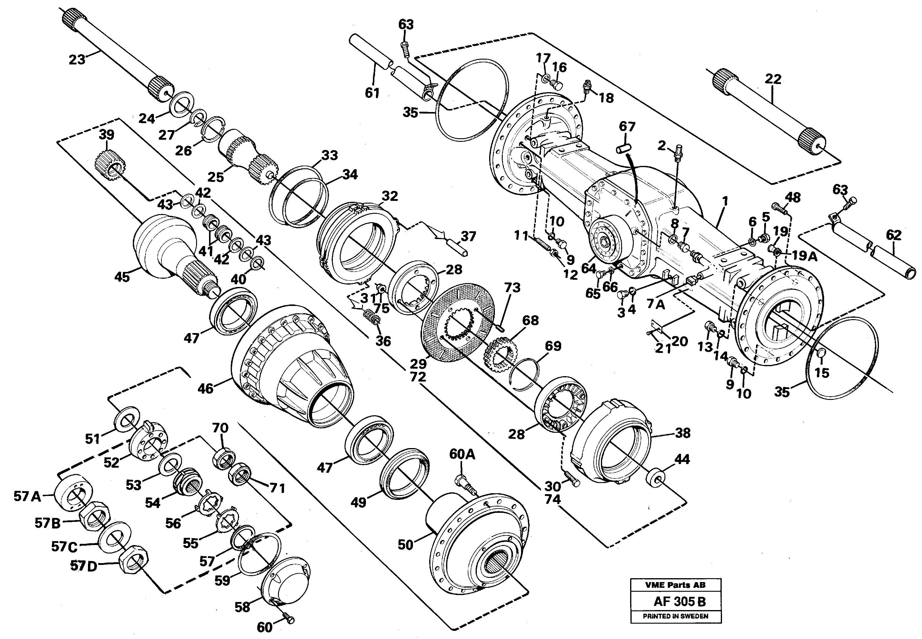 Planet shaft, rear  AWB40 — volvo parts diagram