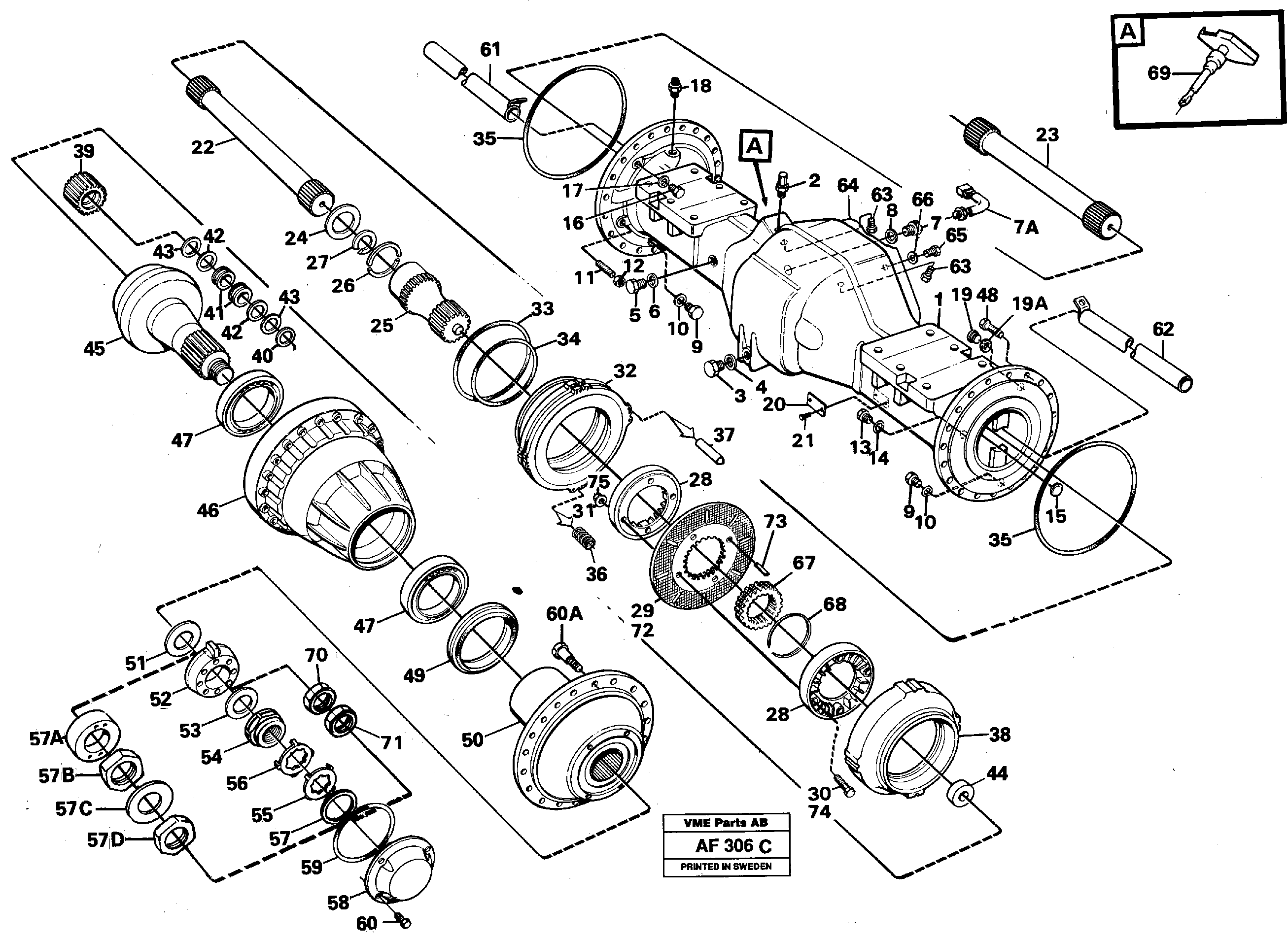 Planet shaft, front  AWB40 — volvo parts diagram