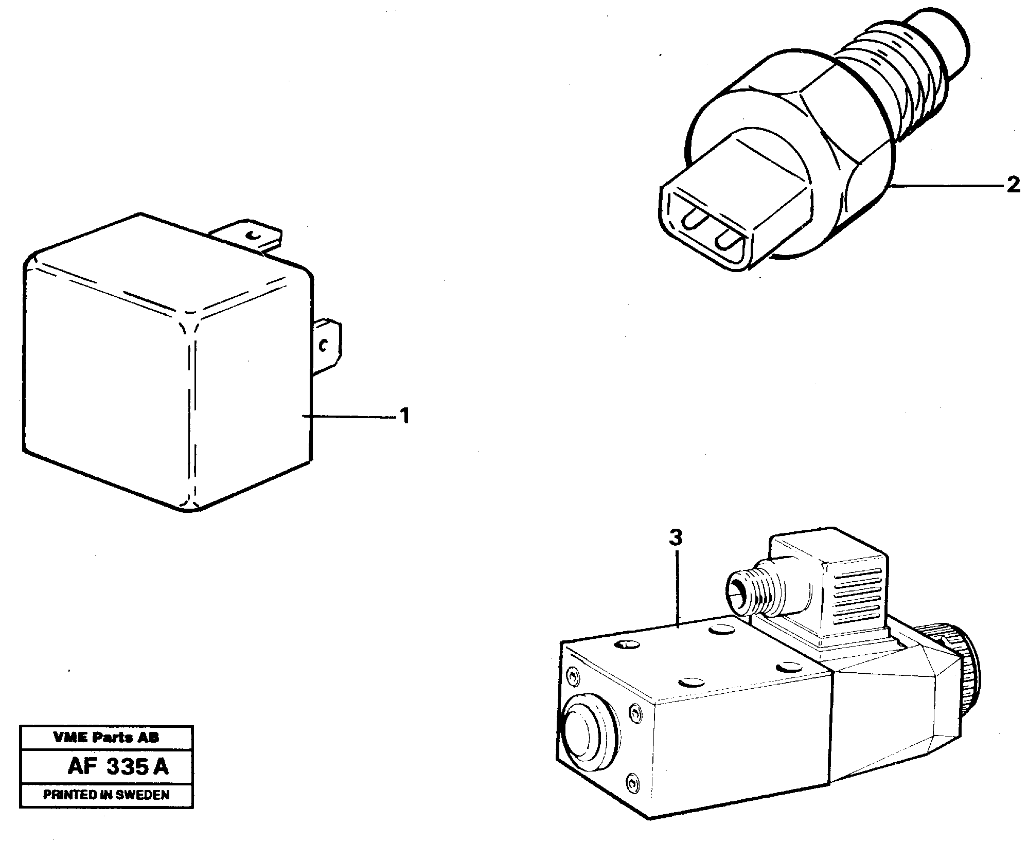 Referens list: Relay, sender and solenoid valves — volvo parts diagram