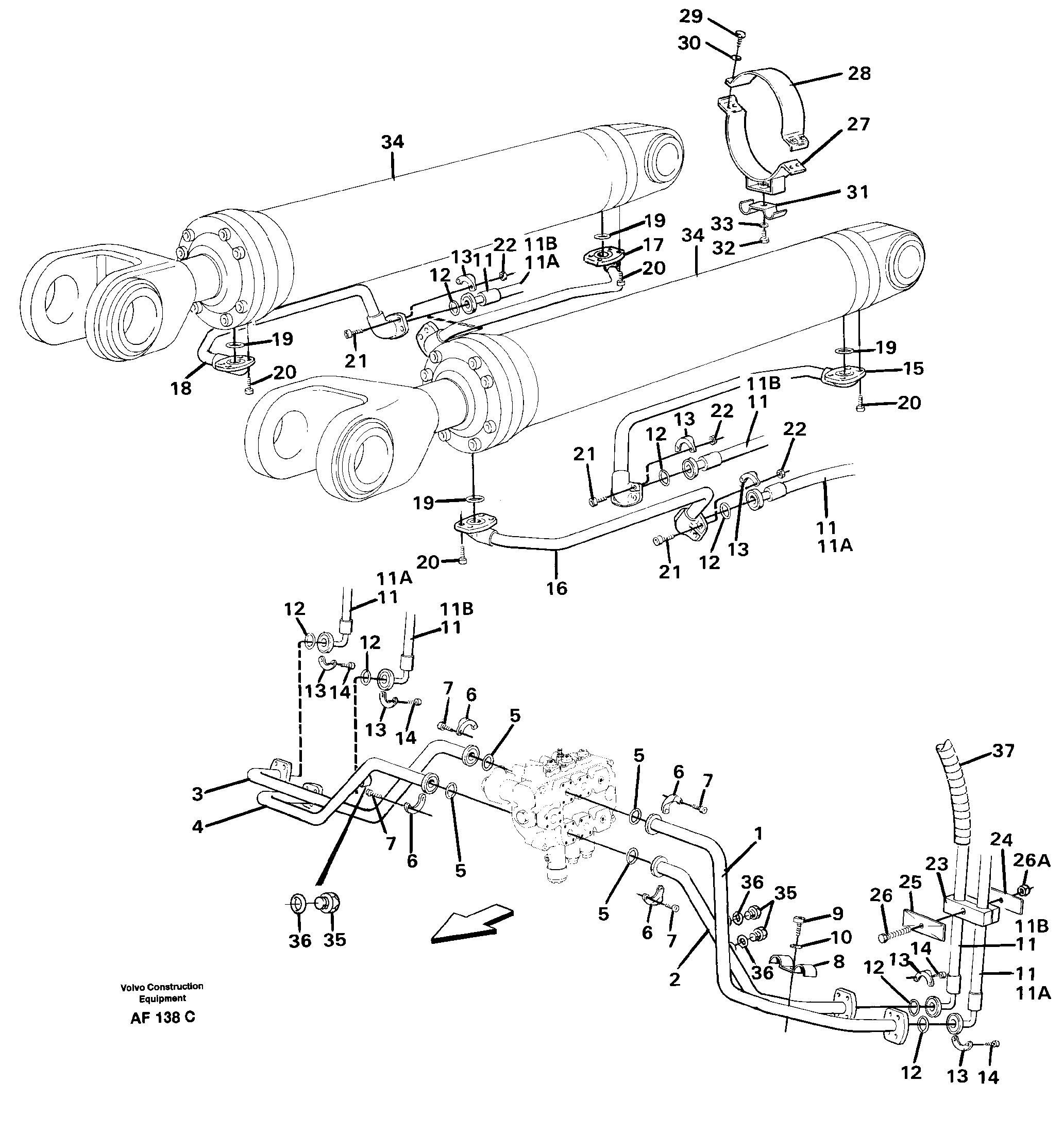 Hydraulic system, lift function — volvo parts diagram