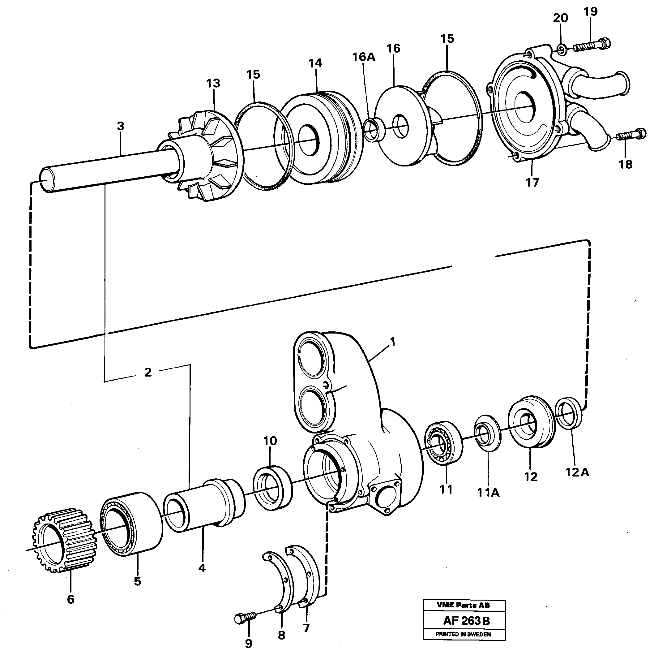 Water pump.  TD 102 KCE ENG - 272904 — volvo parts diagram