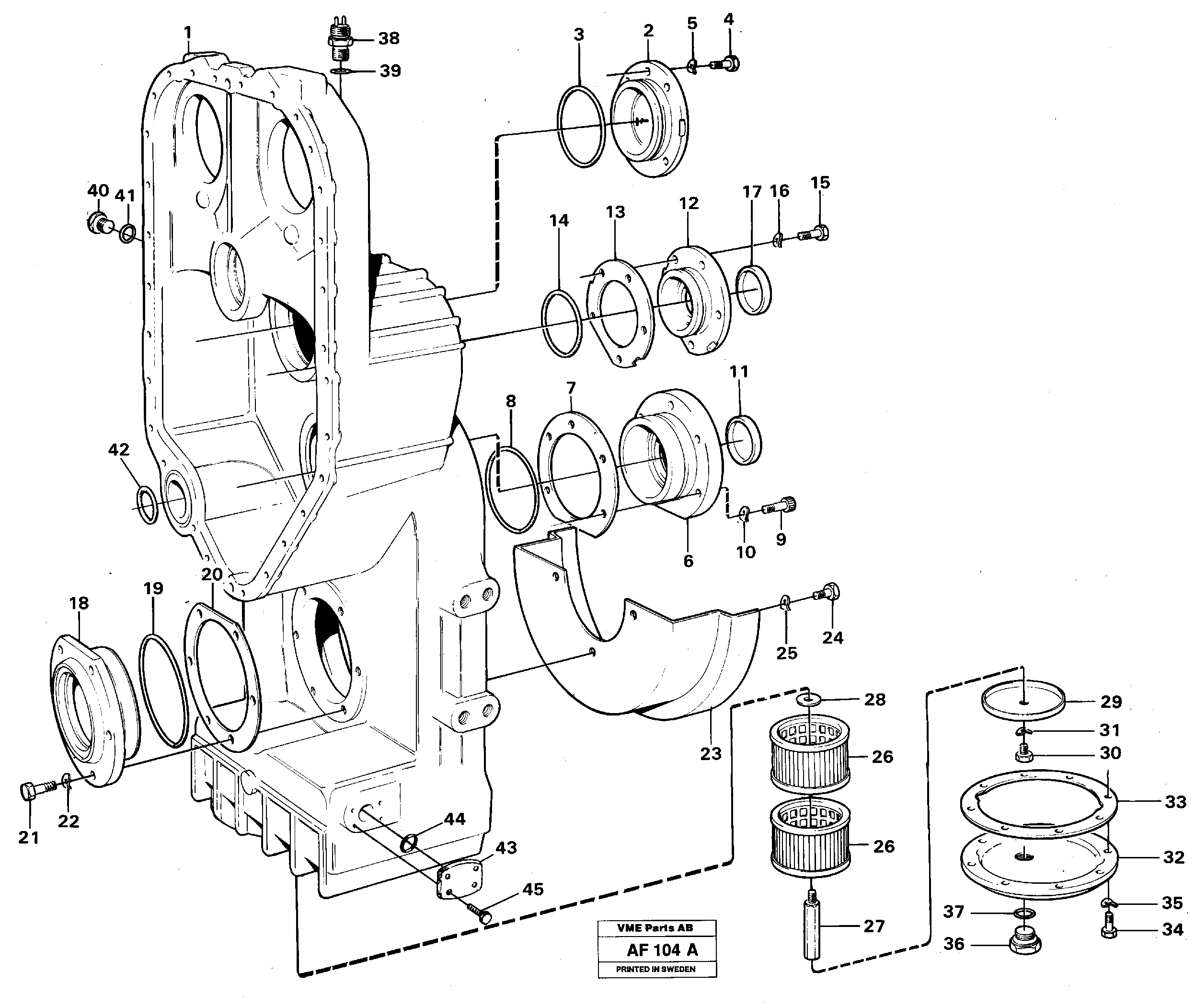 Transfer case, housing and covers — volvo parts diagram