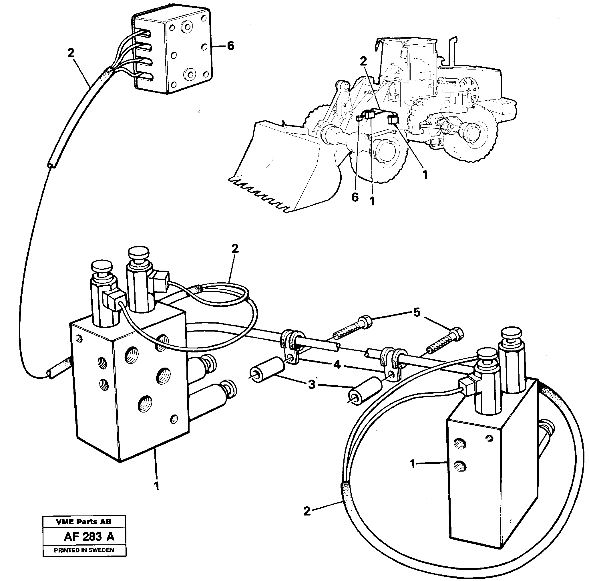Cable harness, boom suspension system, front.  91871,   94601 — volvo parts diagram