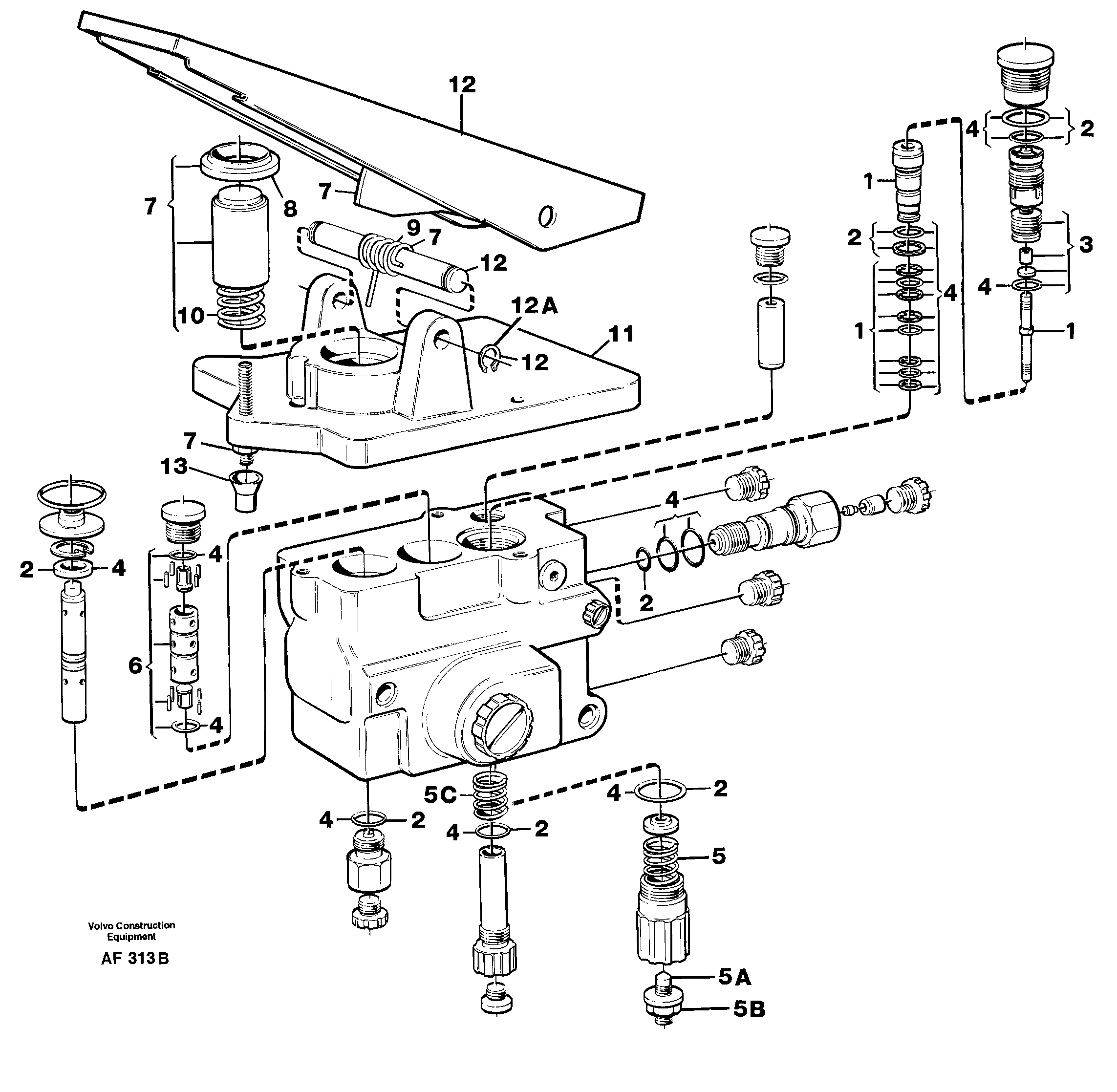 Footbrake valve.  SER NO 1234 - 1589 / SER NO 60097 - 60245 USA — volvo parts diagram