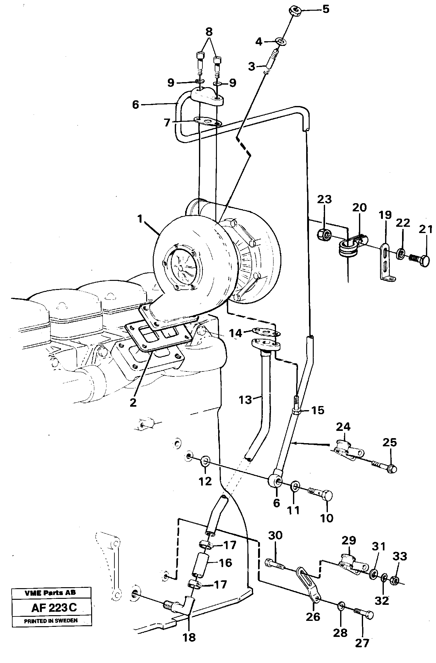 Turbocharger with fitting parts — volvo parts diagram