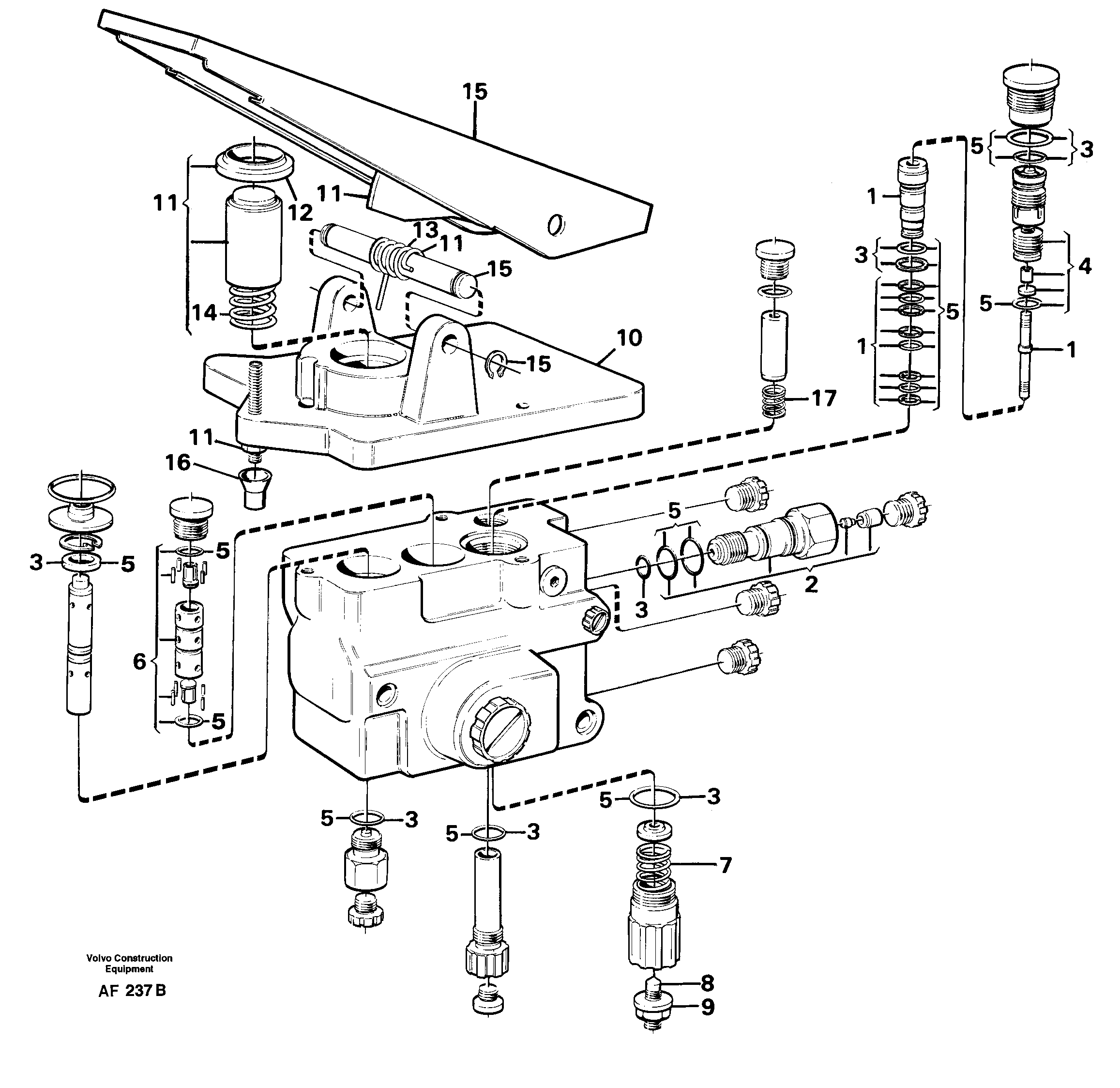Footbrake valve.  SER NO - 1233 /   SER NO - 60096 USA — volvo parts diagram