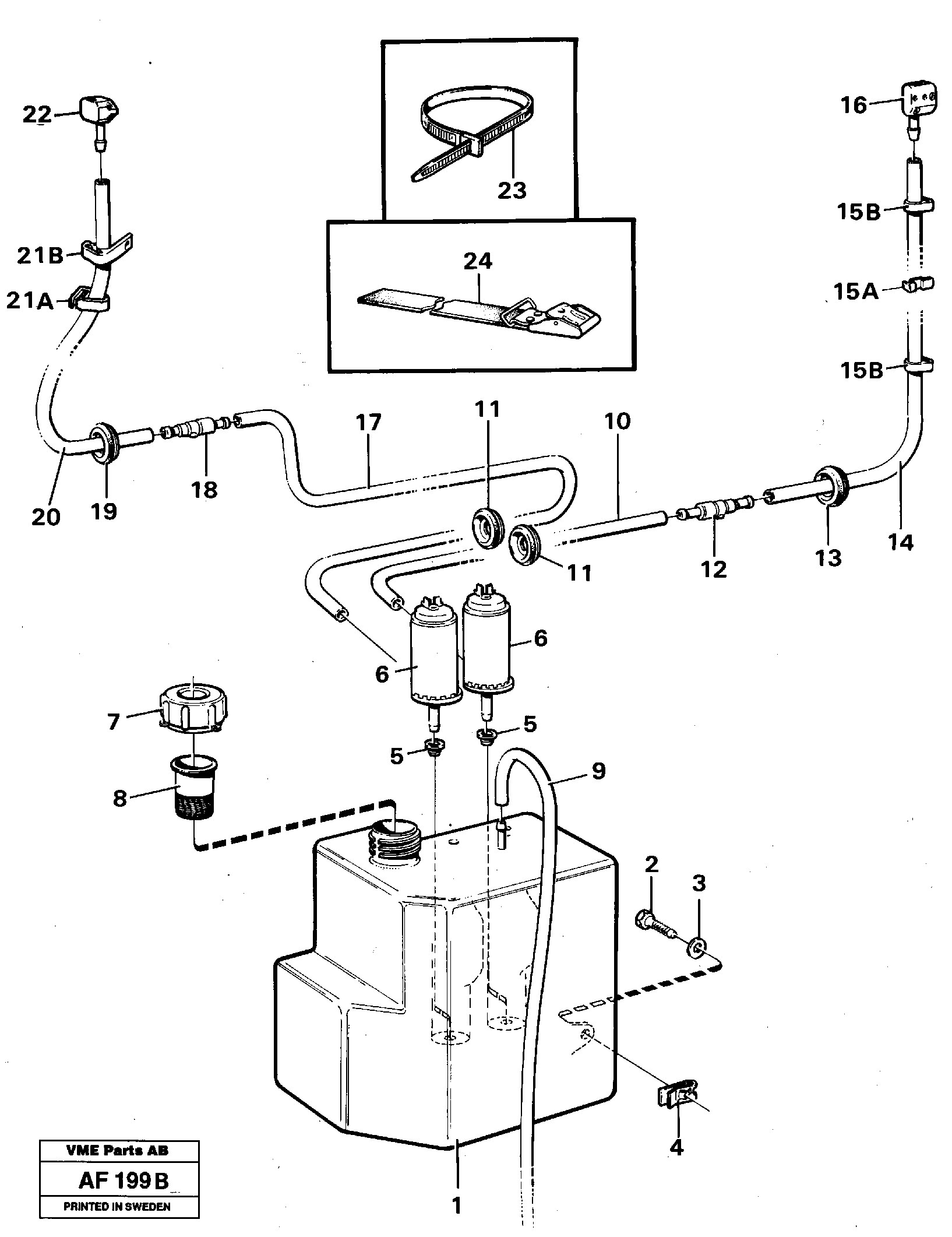 Windscreen washer.  STD,   91858 — volvo parts diagram