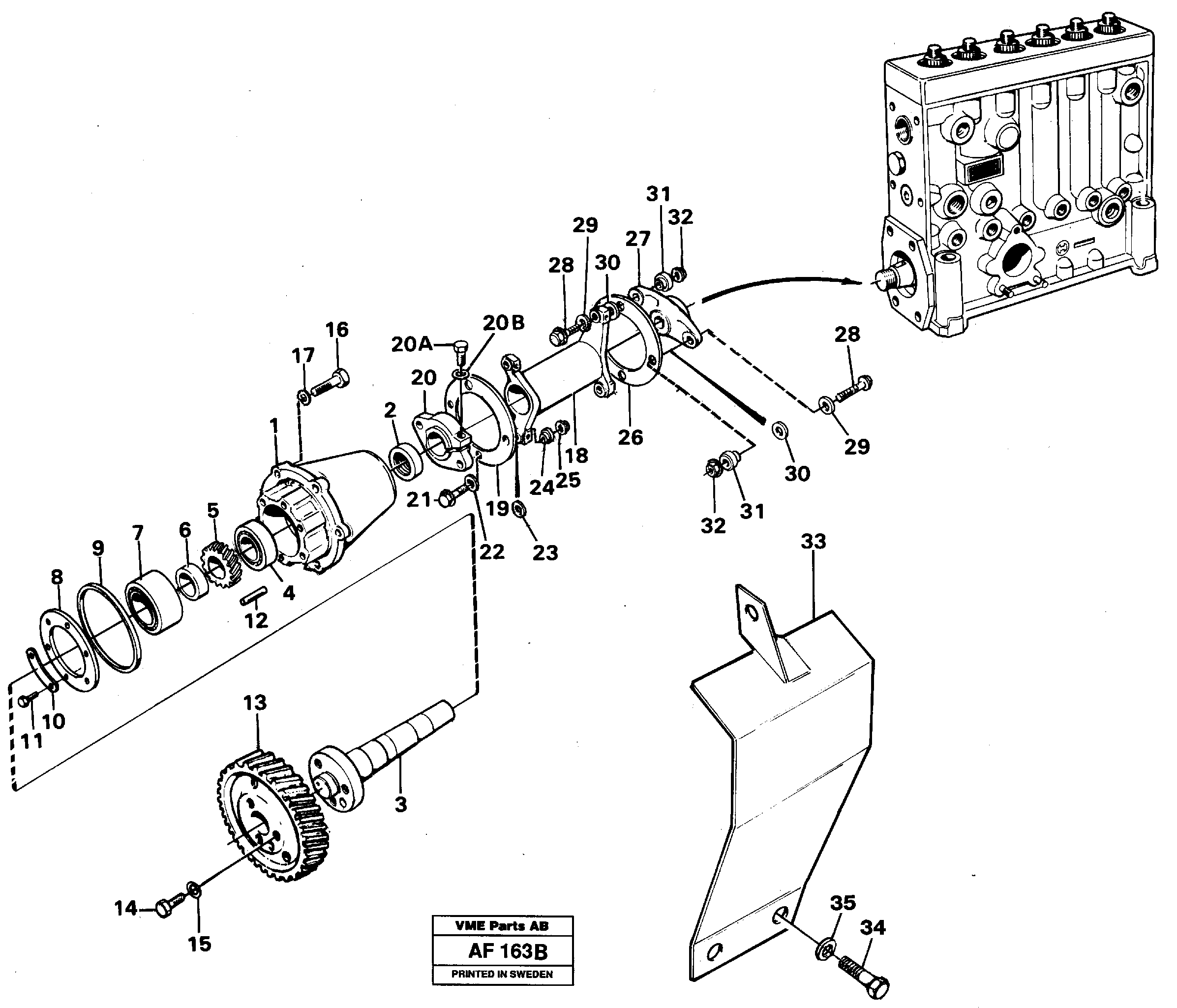 Pump drive.  TD 102 GC / KCE — volvo parts diagram