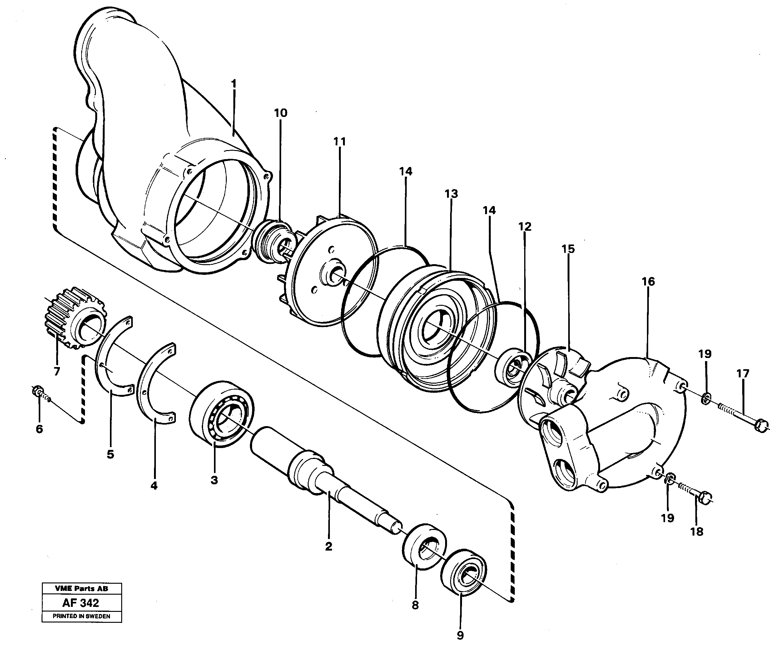 Water pump.  TD 102 KCE ENG 272905 - ,   TD 103 KCE — volvo parts diagram