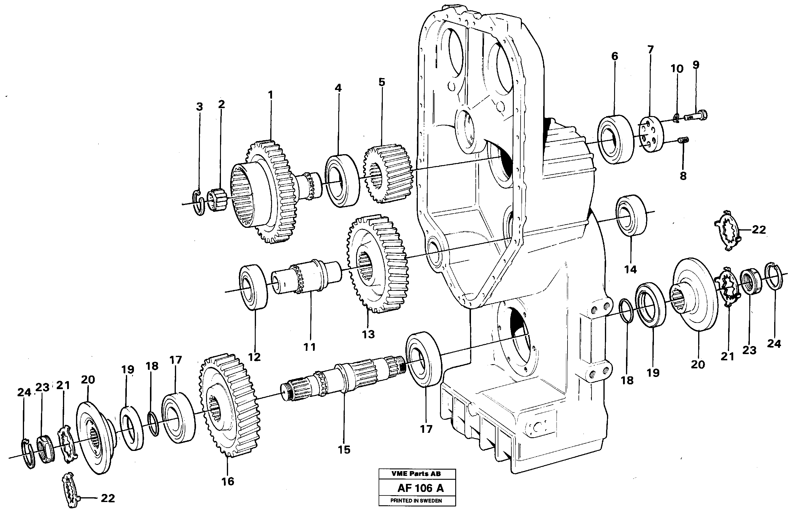 Transfer case, gears and shafts — volvo parts diagram