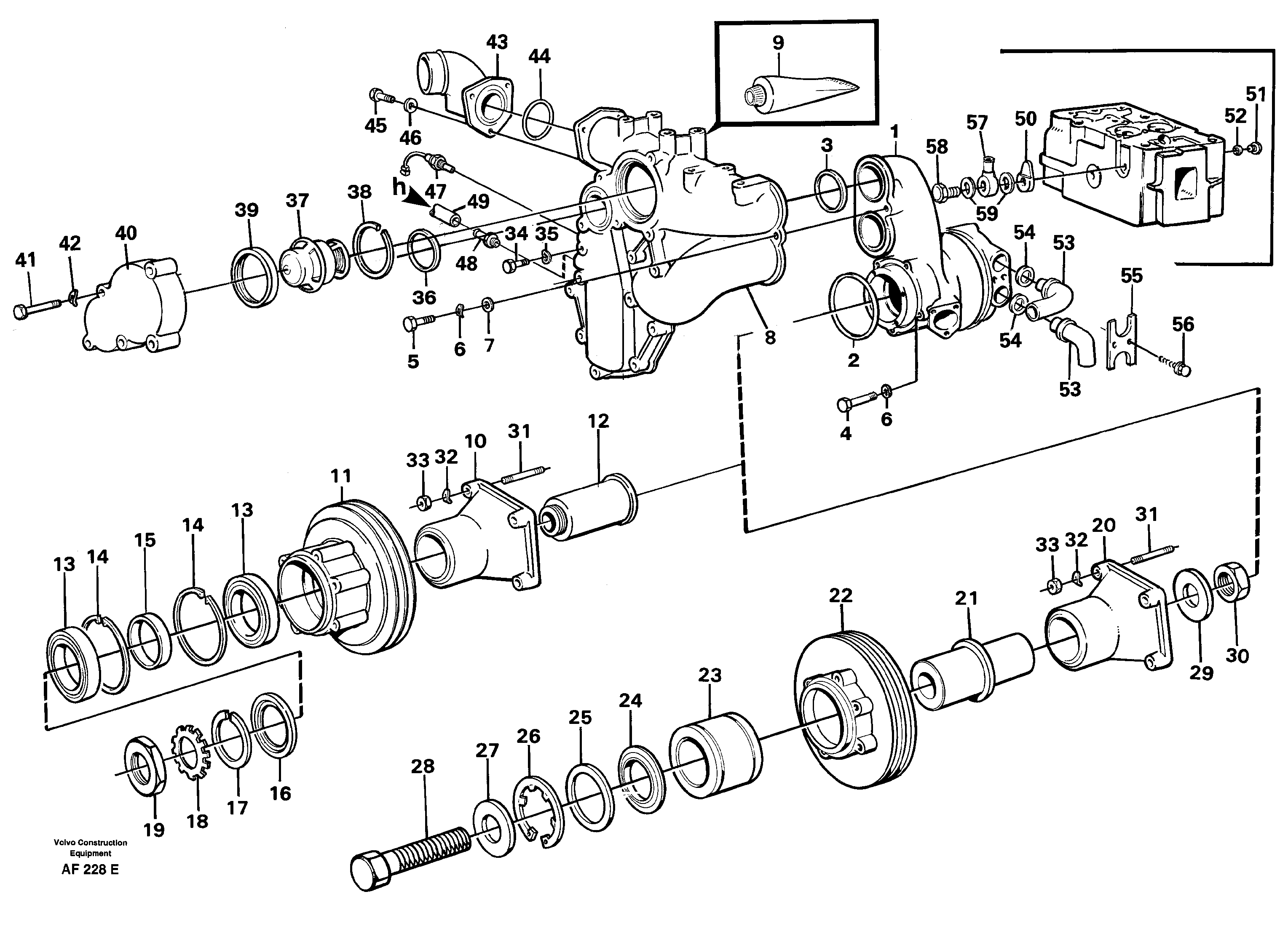 Water pump with fitting parts — volvo parts diagram