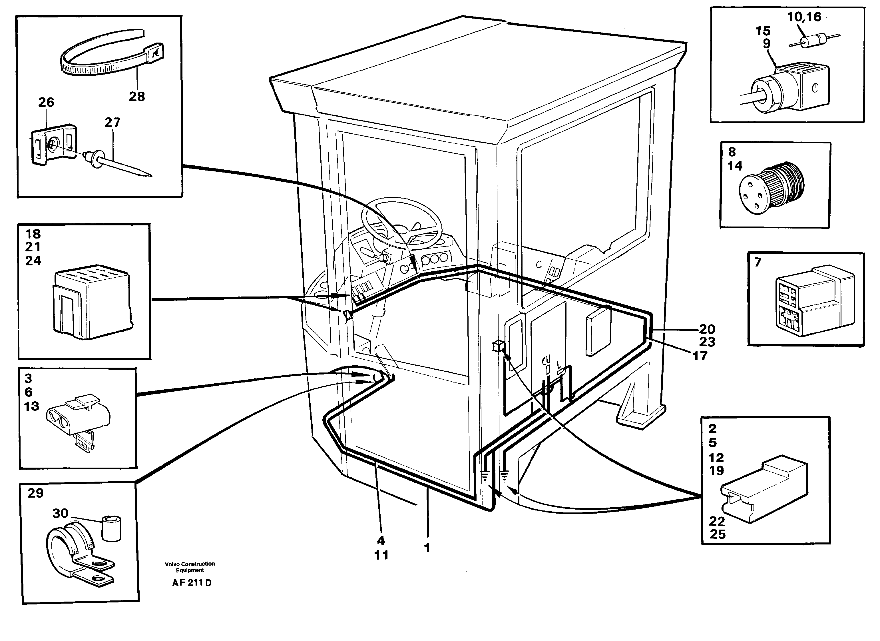 Cable harnesses, cab — volvo parts diagram