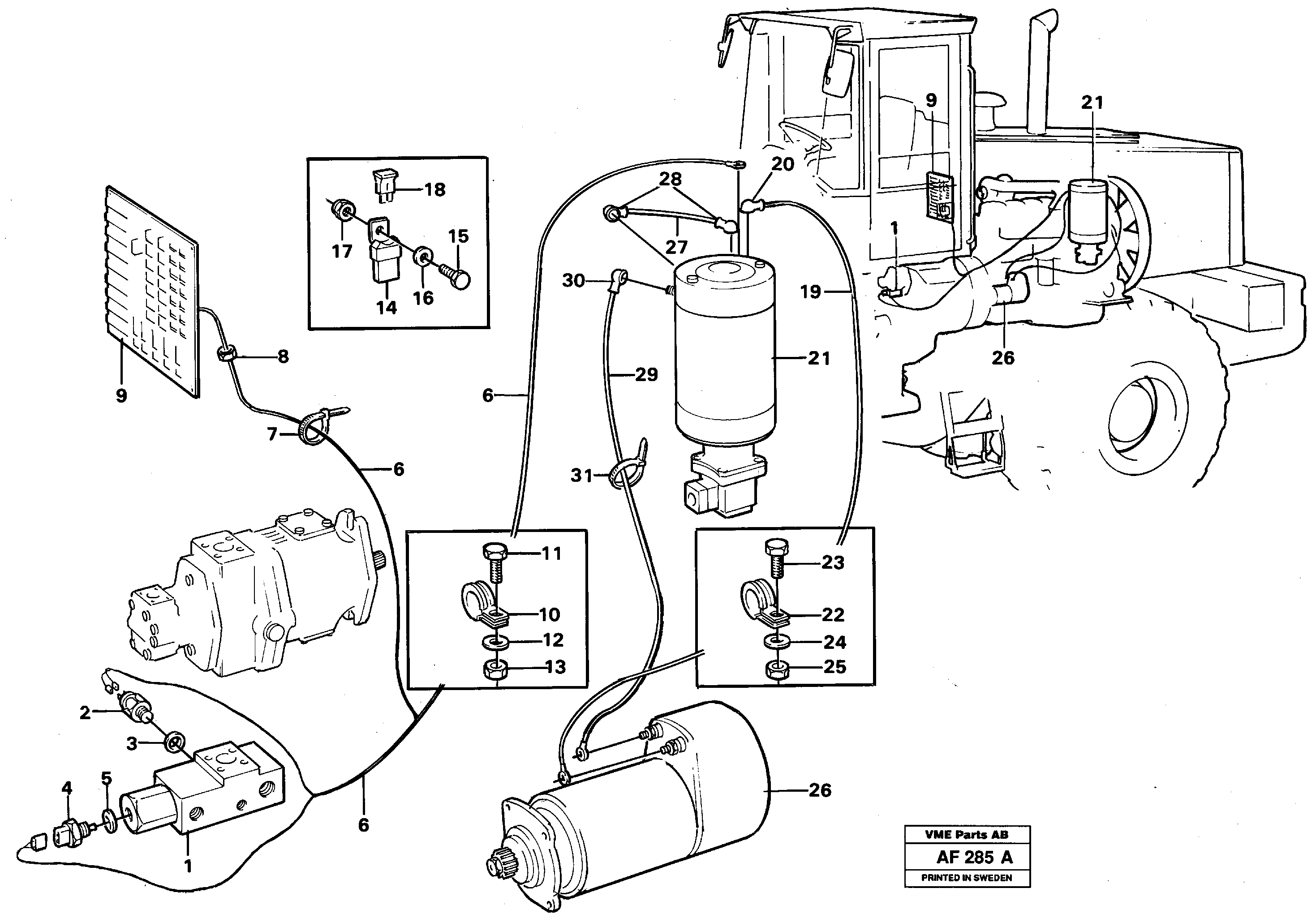 Cable harness, secondary steering system.  91836 SER NO - 1240 / SER NO - 60156 USA — volvo parts diagram