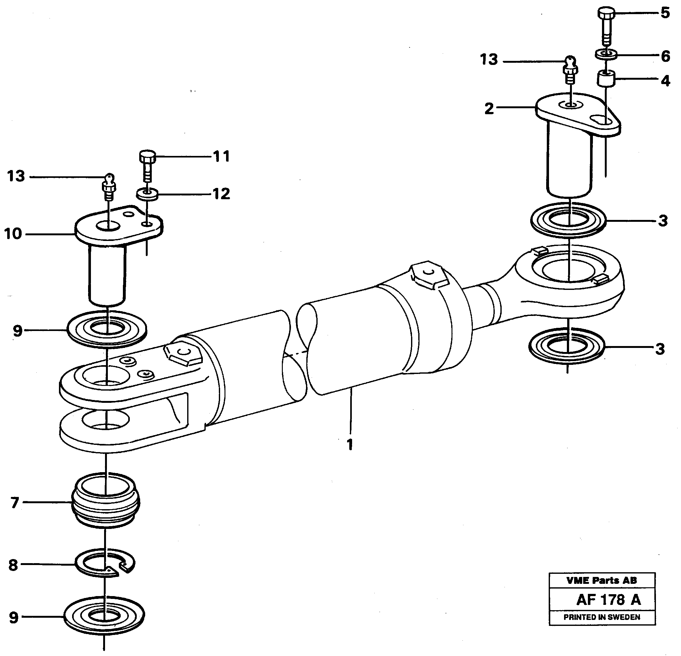 Hydraulic cylinder with fitting parts — volvo parts diagram