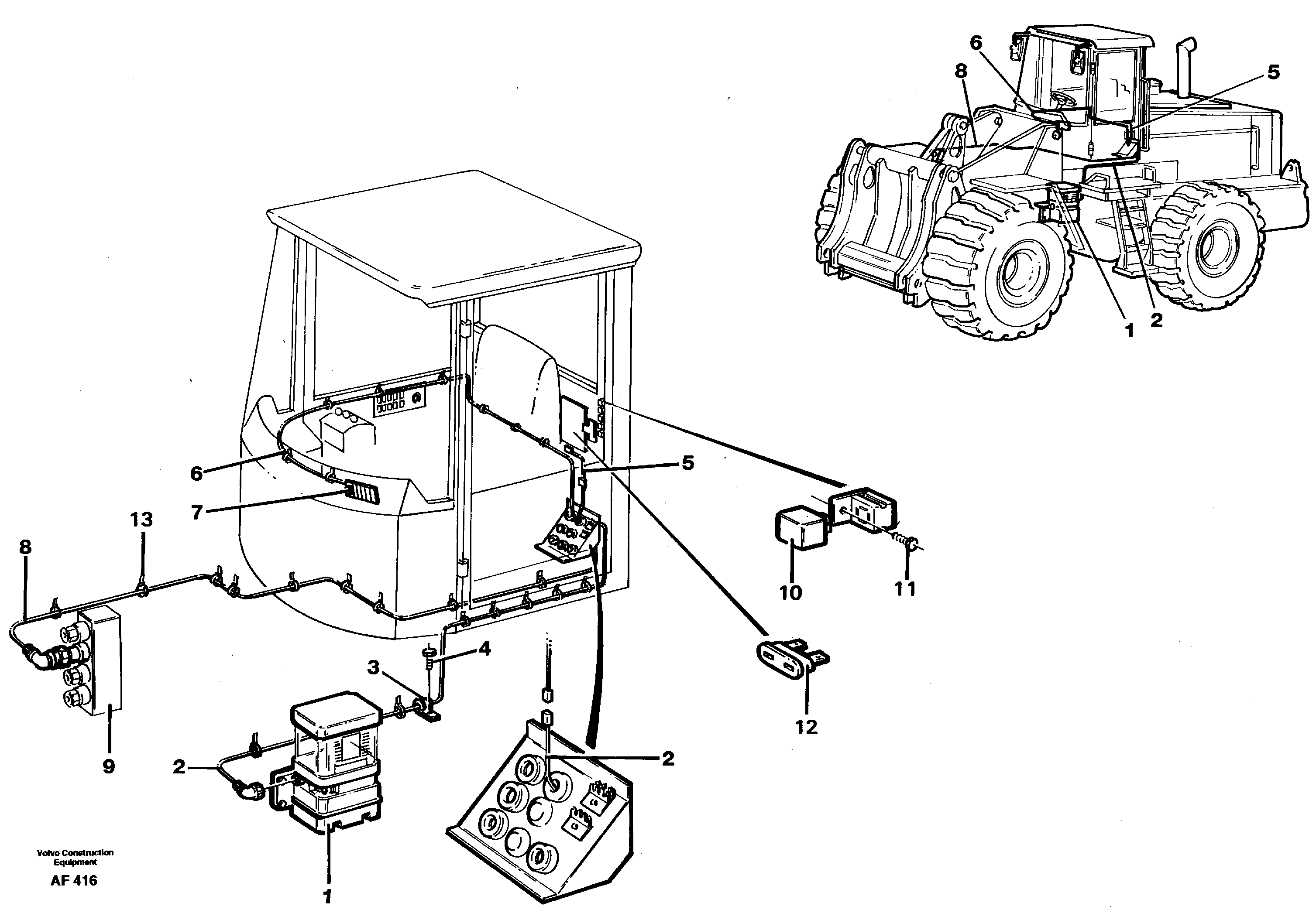 Cable harness for central lubrication.  94803 — volvo parts diagram