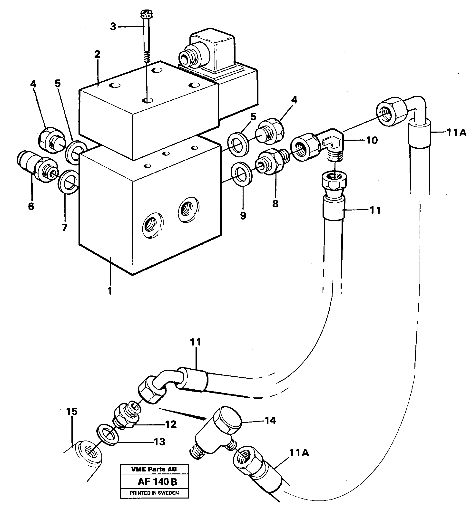Differential lock, hydraulic line — volvo parts diagram