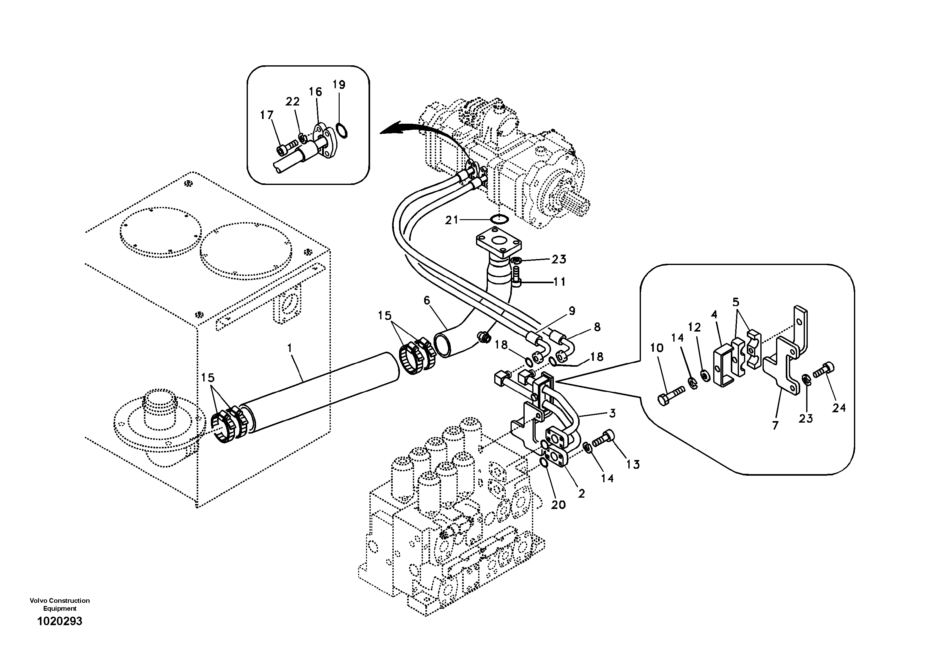 Hydraulic system, hydraulic tank to hydraulic pump — volvo parts diagram